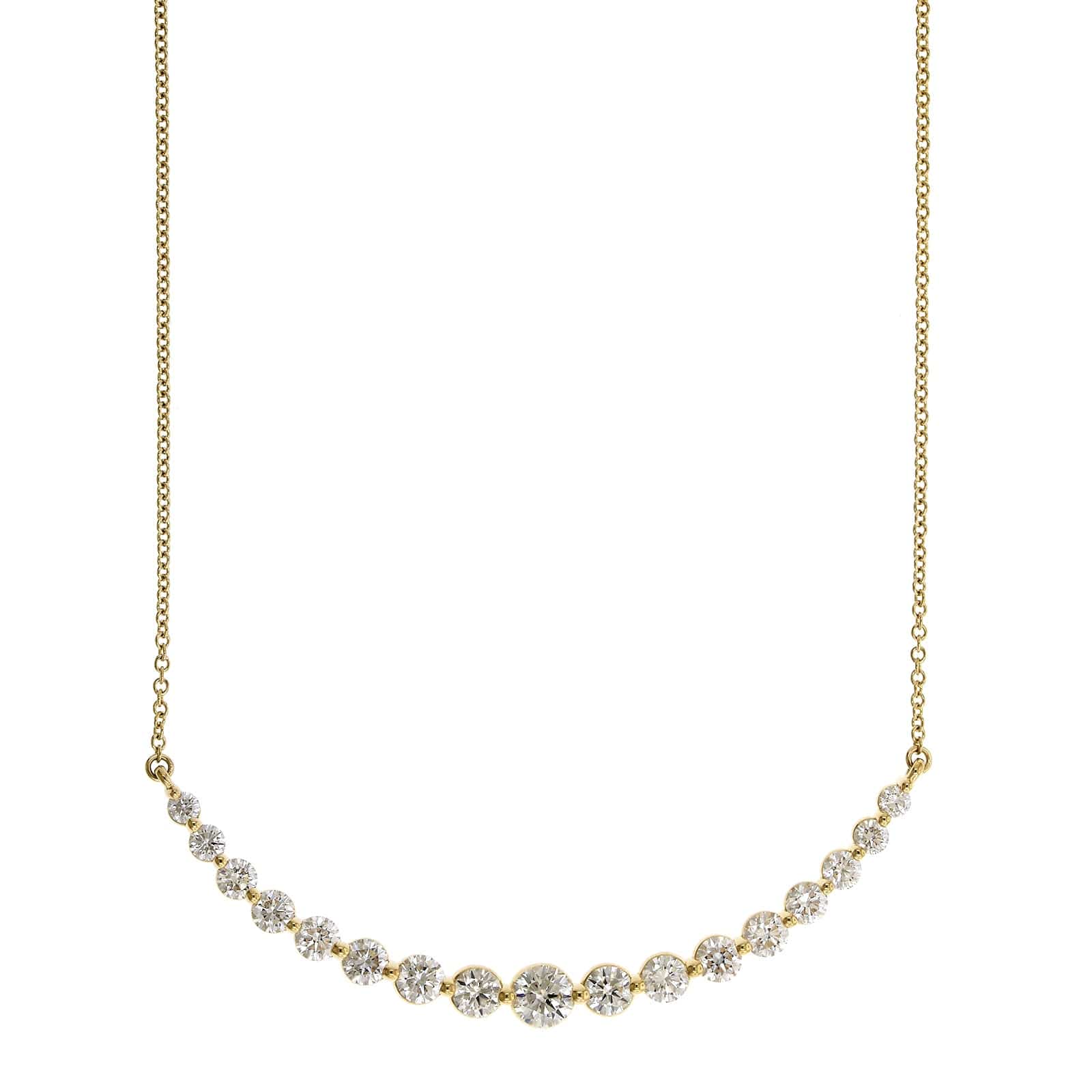 18K Yellow Gold Curve Bar Diamond Necklace
