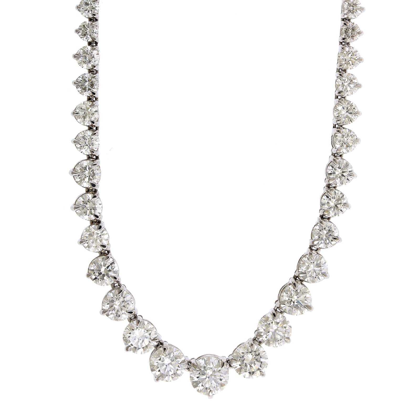 18K White Gold Graduated Diamond Tennis Necklace - Image 5