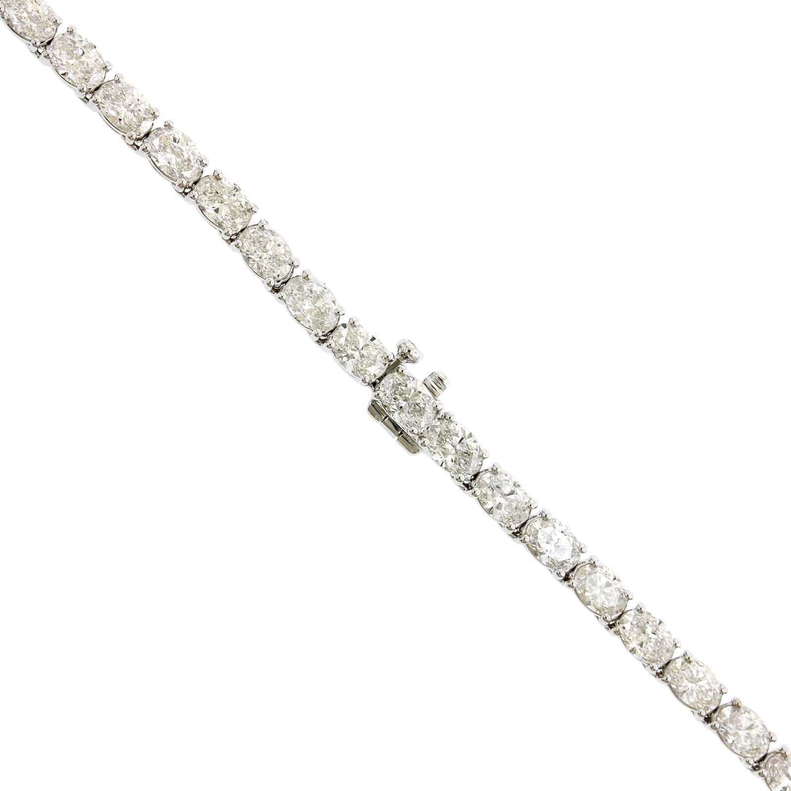 18K White Gold Oval Center Diamond Tennis Necklace - Image 2
