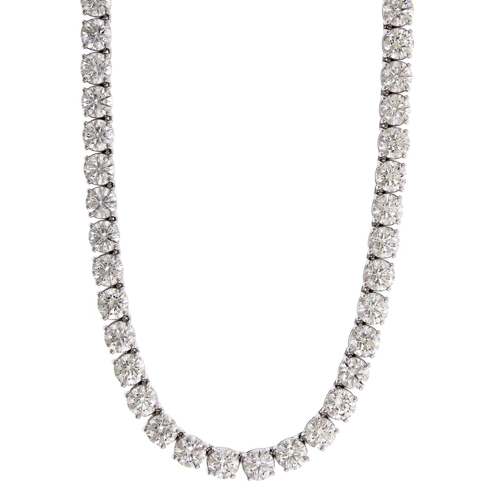 18K White Gold Diamond Tennis Necklace - Image 4
