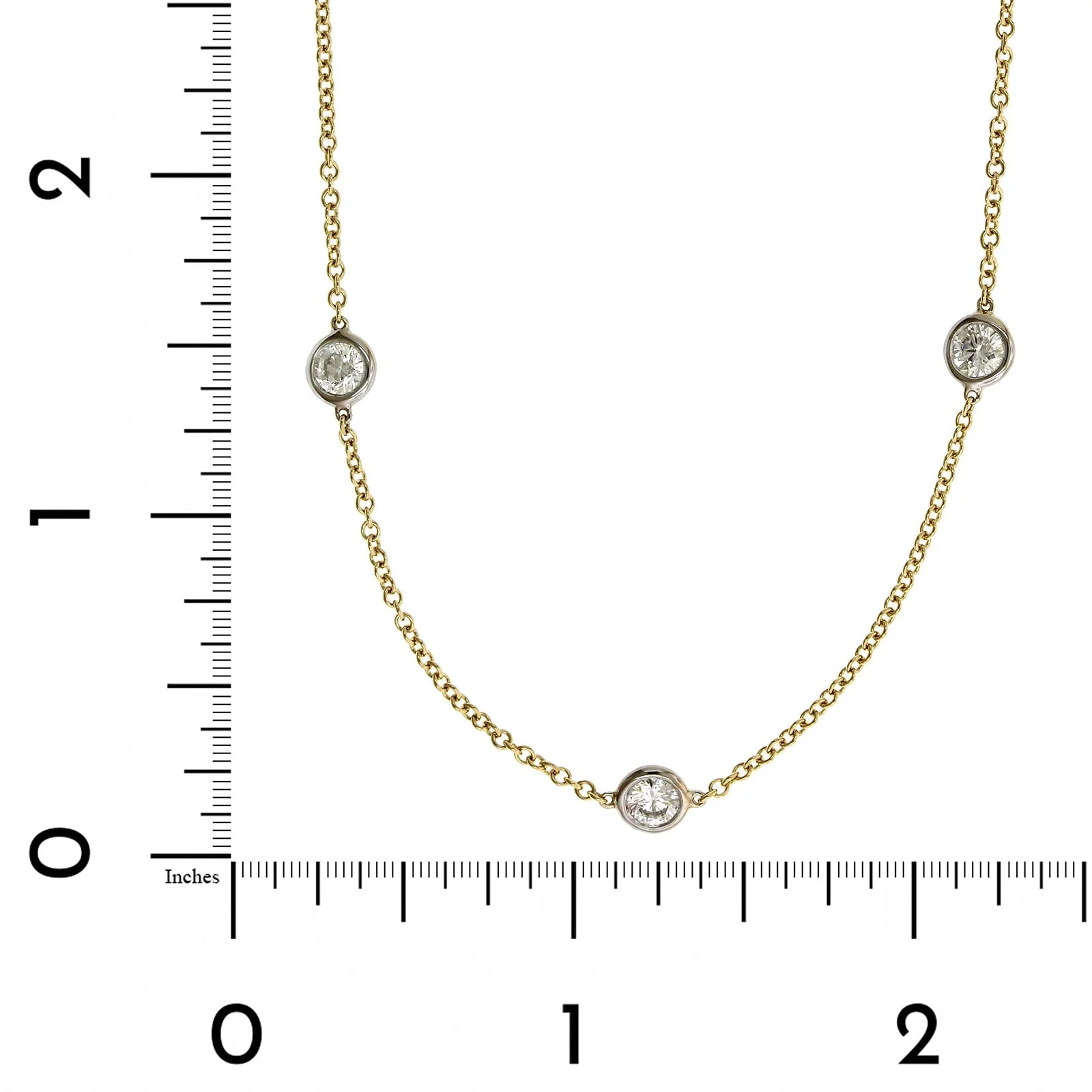 18K Yellow & White Gold 11 Stone Diamond Necklace - Image 3