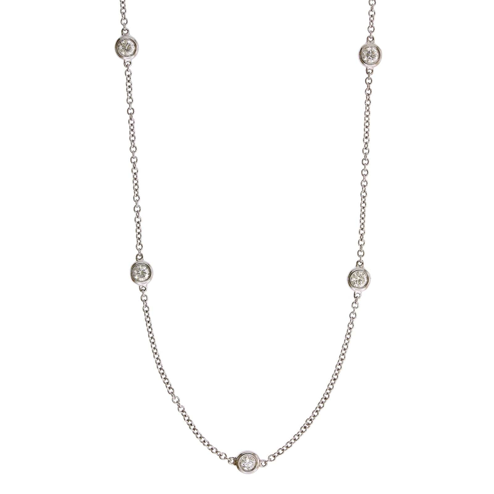 18K White Gold 17 Stone Diamond Necklace