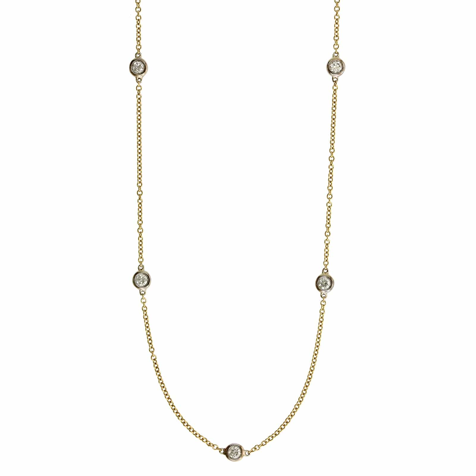 18K Yellow & White Gold 17 Stone Diamond Necklace