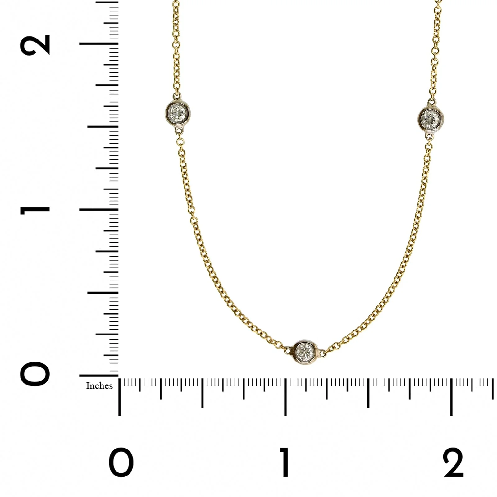 18K Yellow & White Gold 17 Stone Diamond Necklace - Image 3