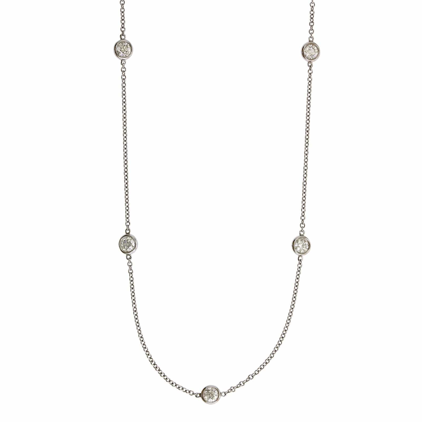 18K White Gold 17 Stone Diamond Necklace