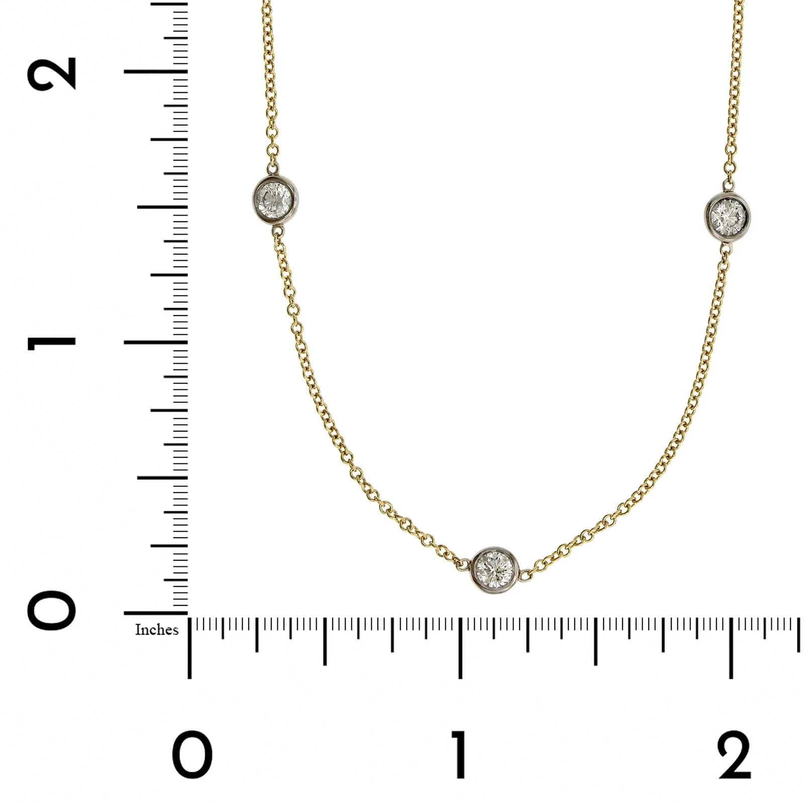 18K Yellow & White Gold 17 Stone Diamond Necklace - Image 3