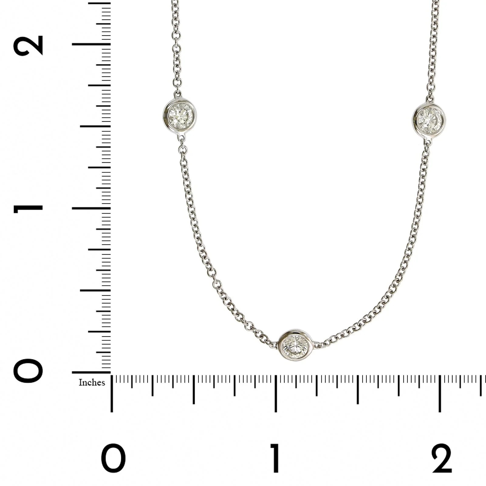 18K White Gold 17 Stone Diamond Necklace - Image 3