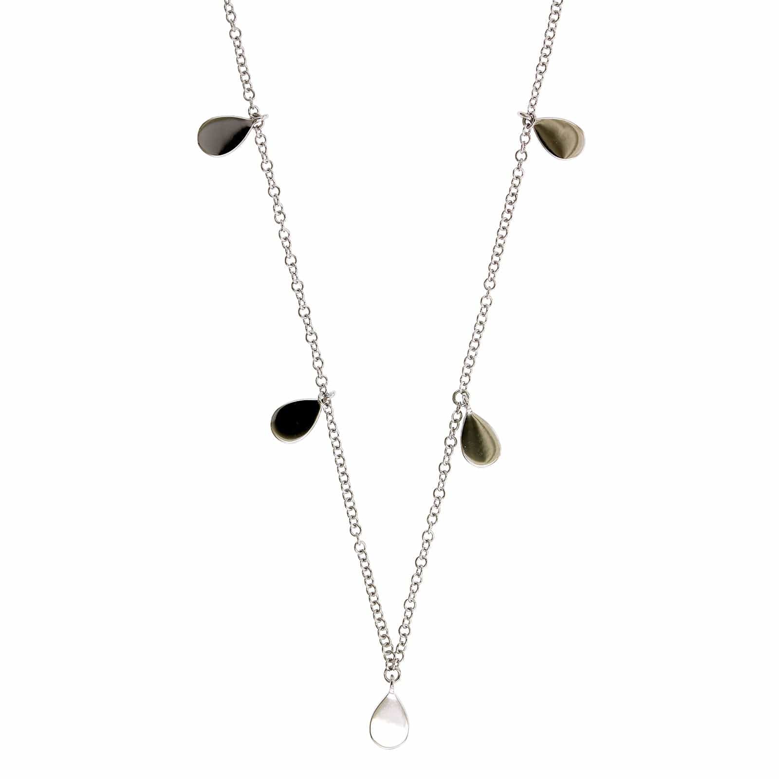 14K White Gold Pave Diamond Pear Necklace - Image 3