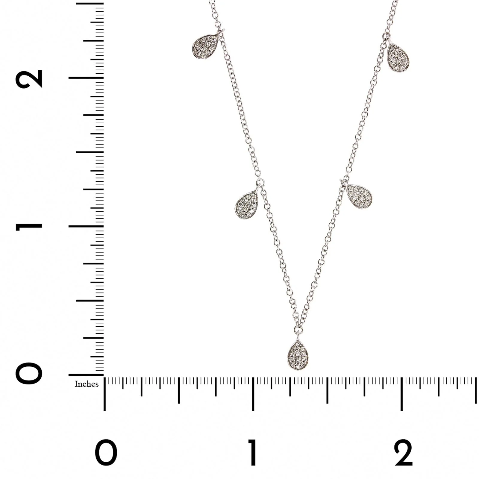14K White Gold Pave Diamond Pear Necklace - Image 5