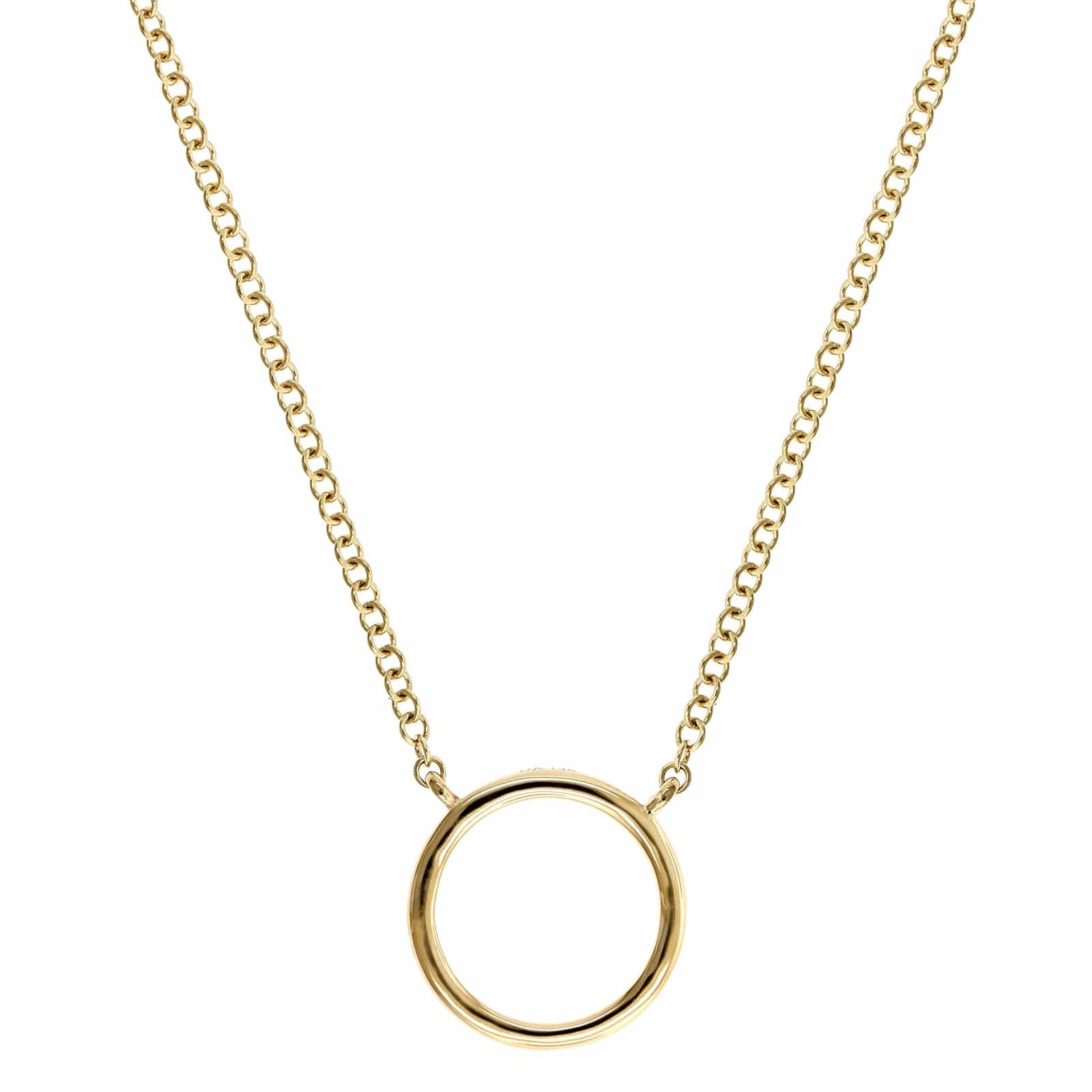 14K Yellow Gold Pave Diamond Circle Necklace - Image 3