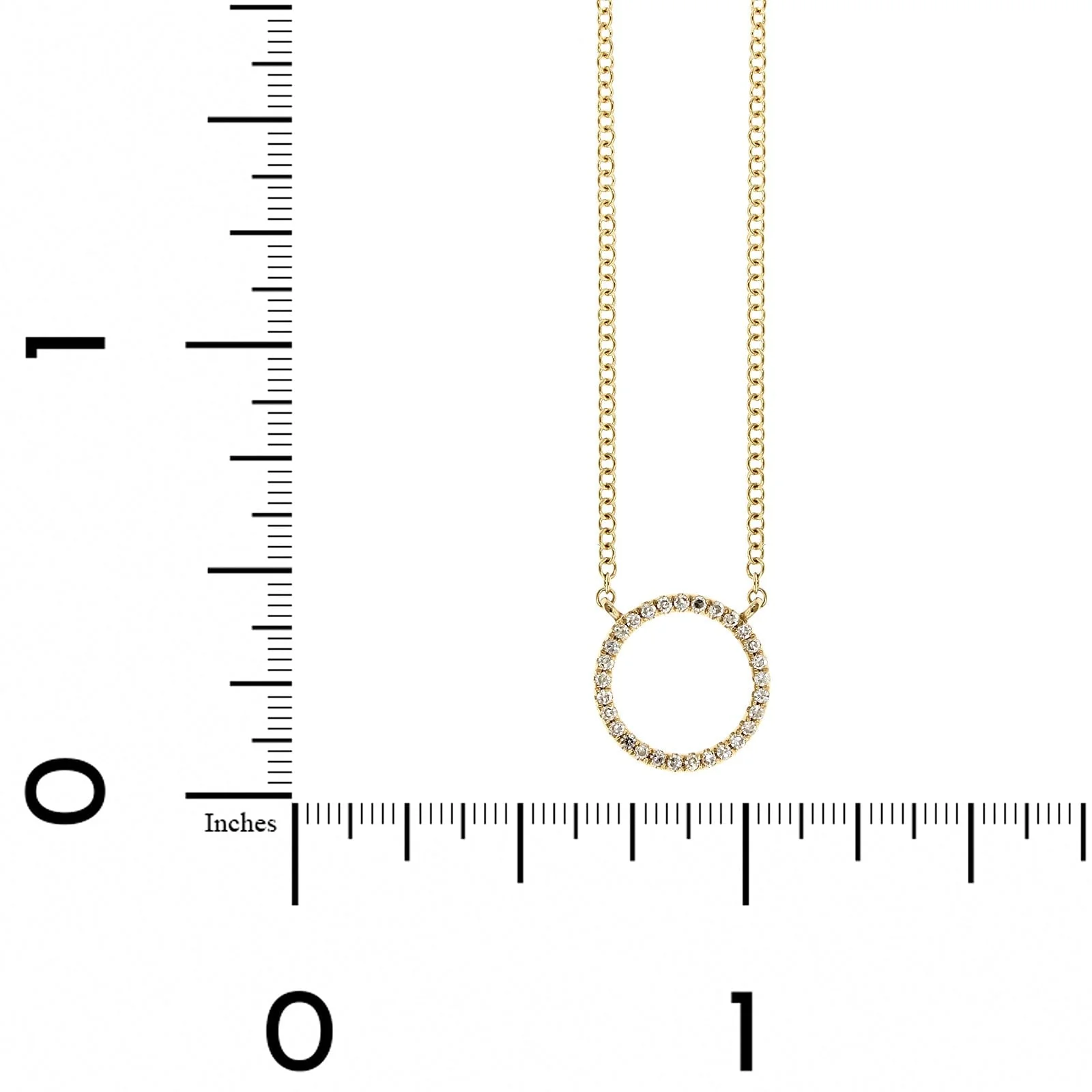 14K Yellow Gold Pave Diamond Circle Necklace - Image 5