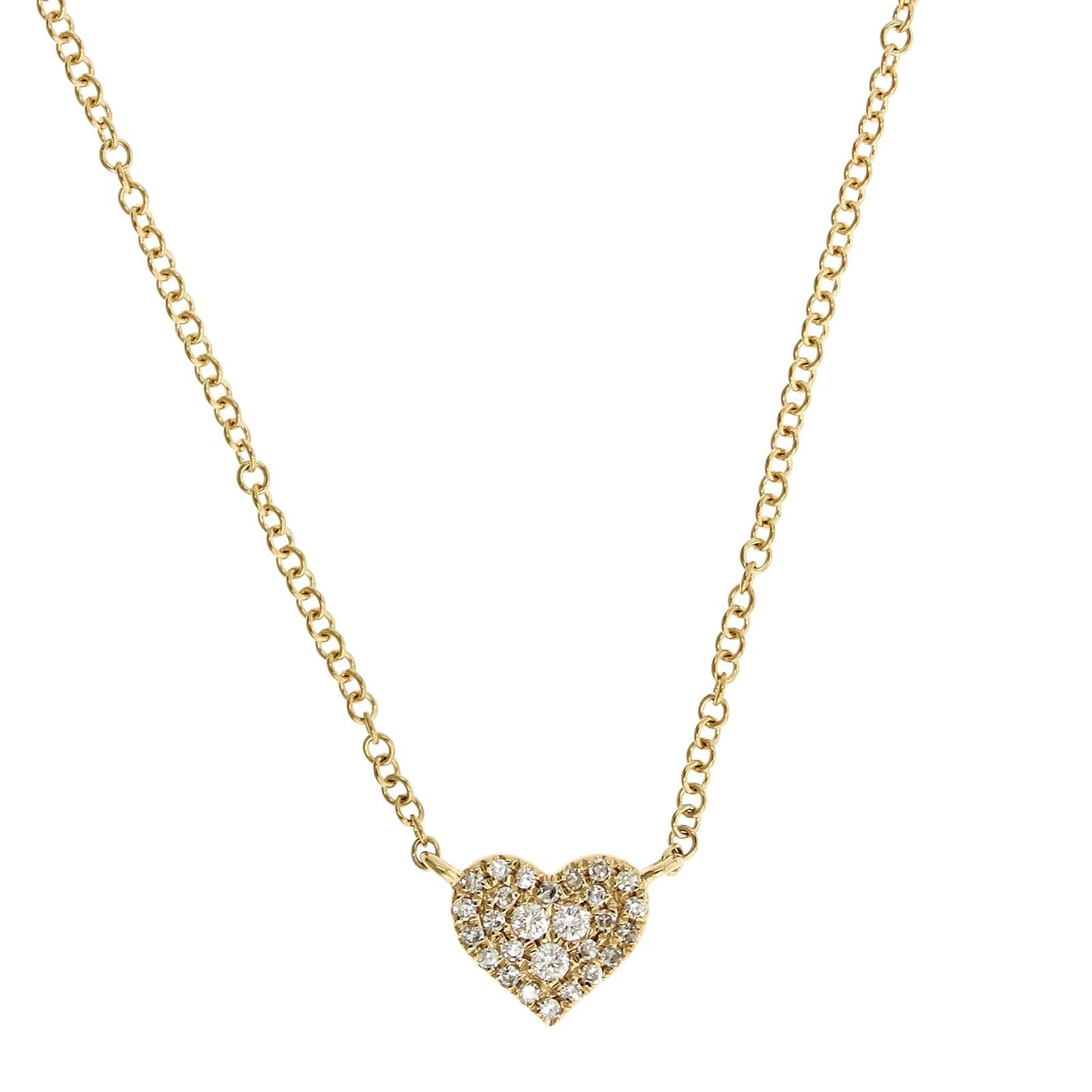 14K Yellow Gold Pave Diamond Heart Necklace - Image 2