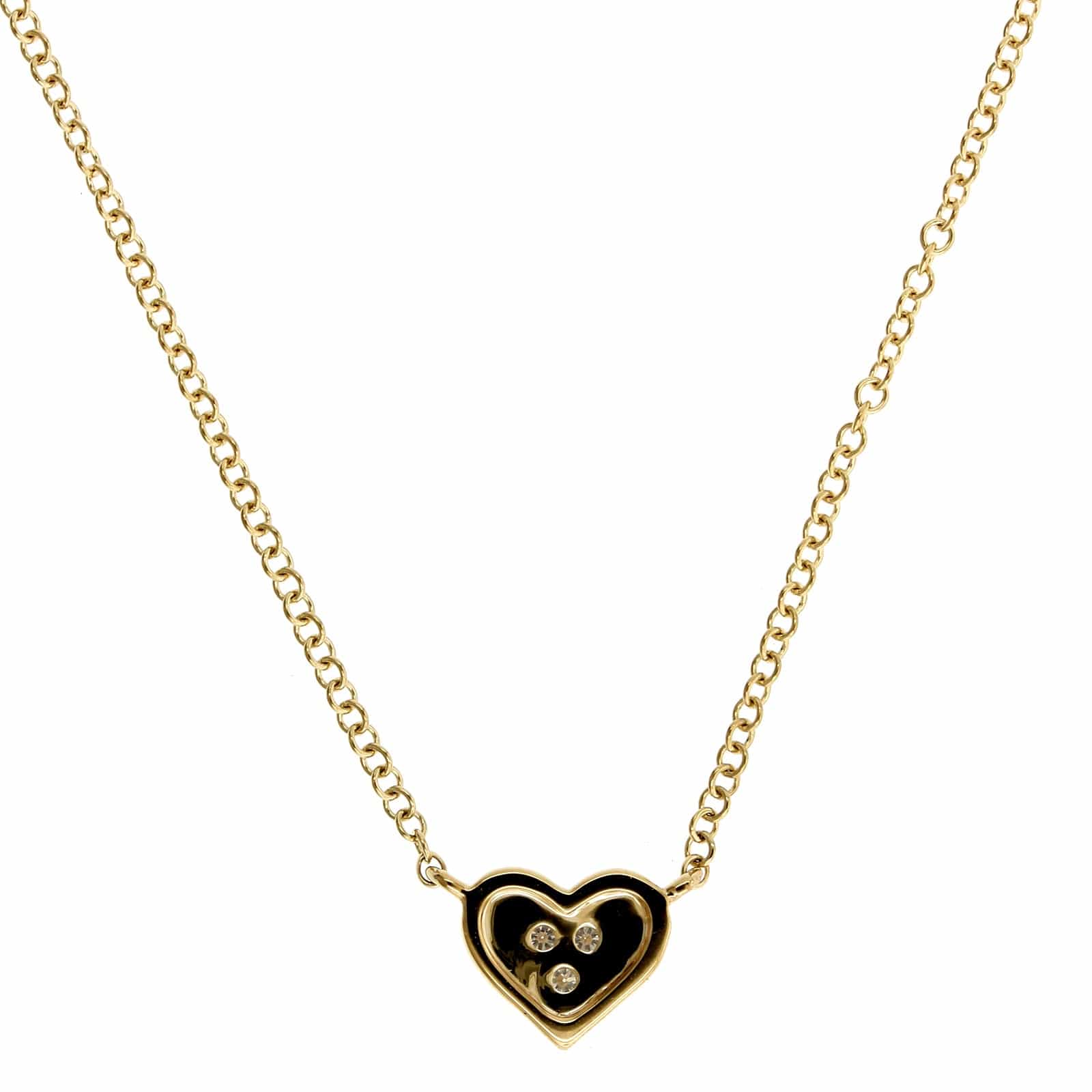 14K Yellow Gold Pave Diamond Heart Necklace - Image 3