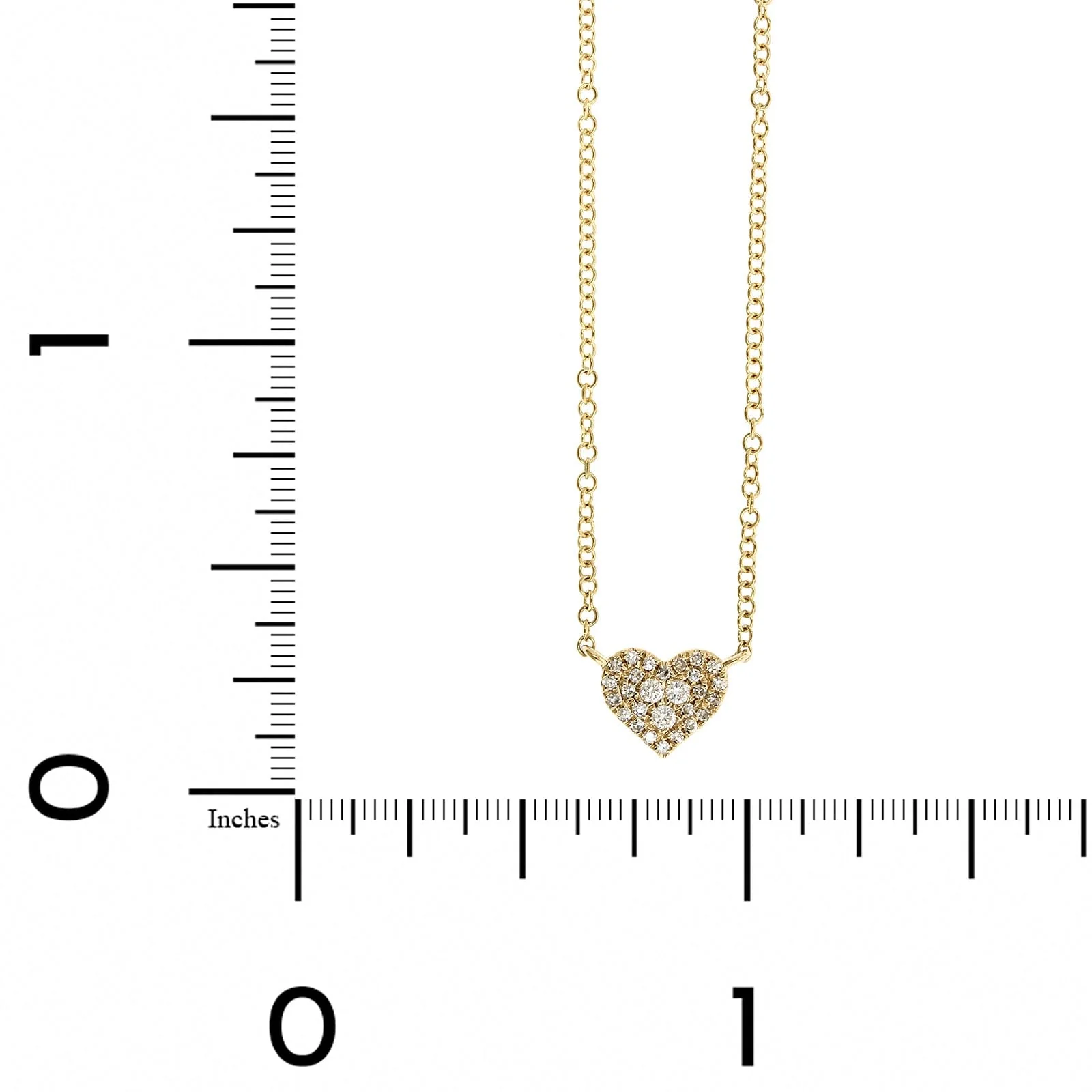 14K Yellow Gold Pave Diamond Heart Necklace - Image 5
