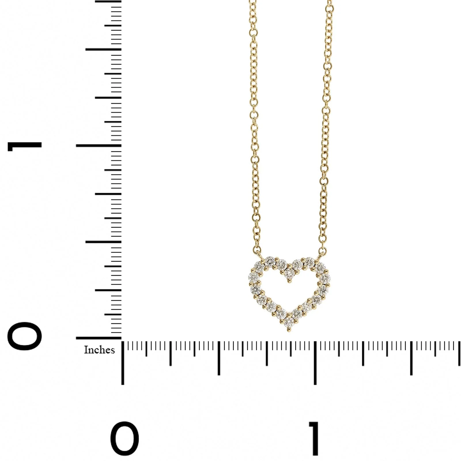 14K Yellow Gold Open Pave Diamond Heart Necklace - Image 5
