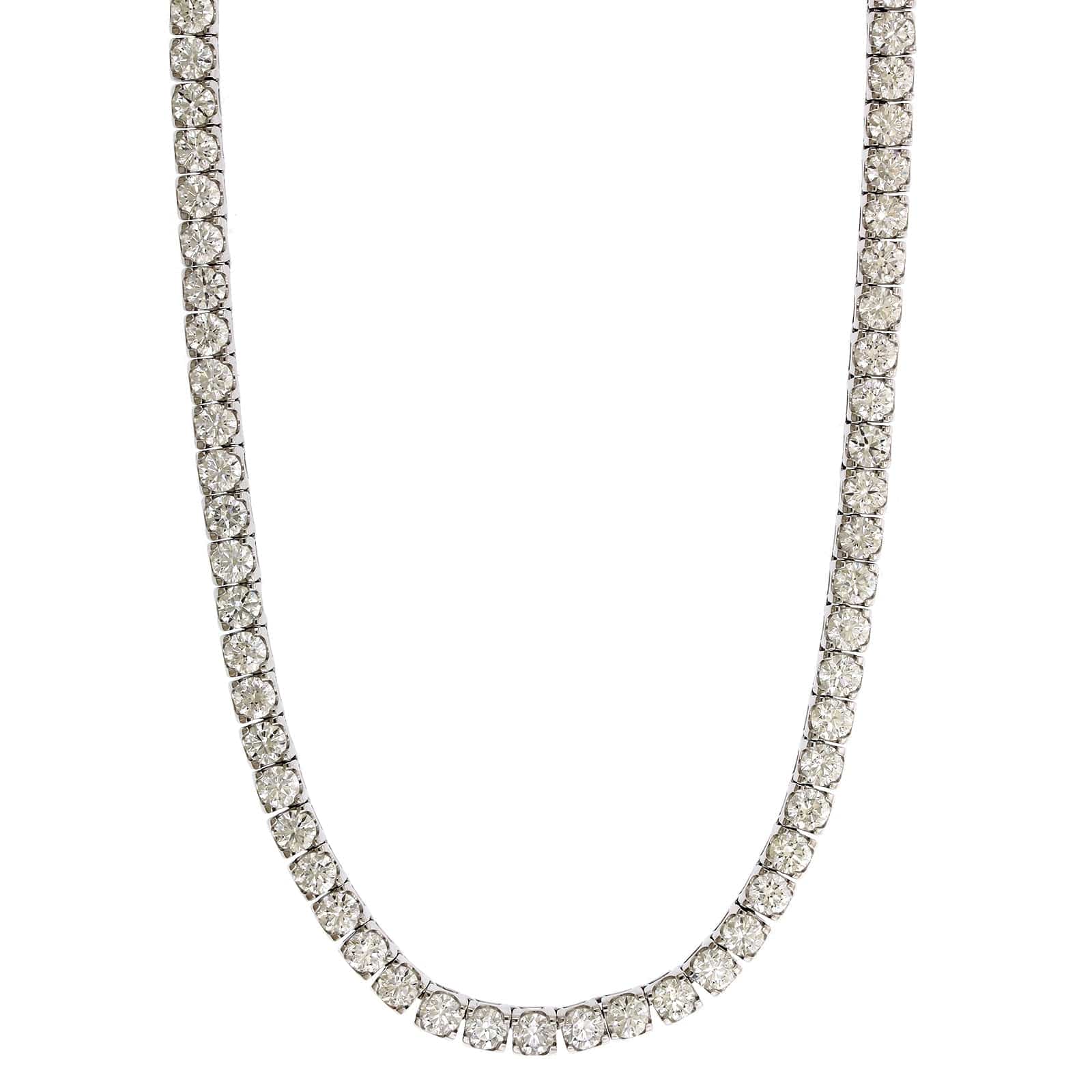 18K White Gold Diamond Tennis Necklace - Image 4