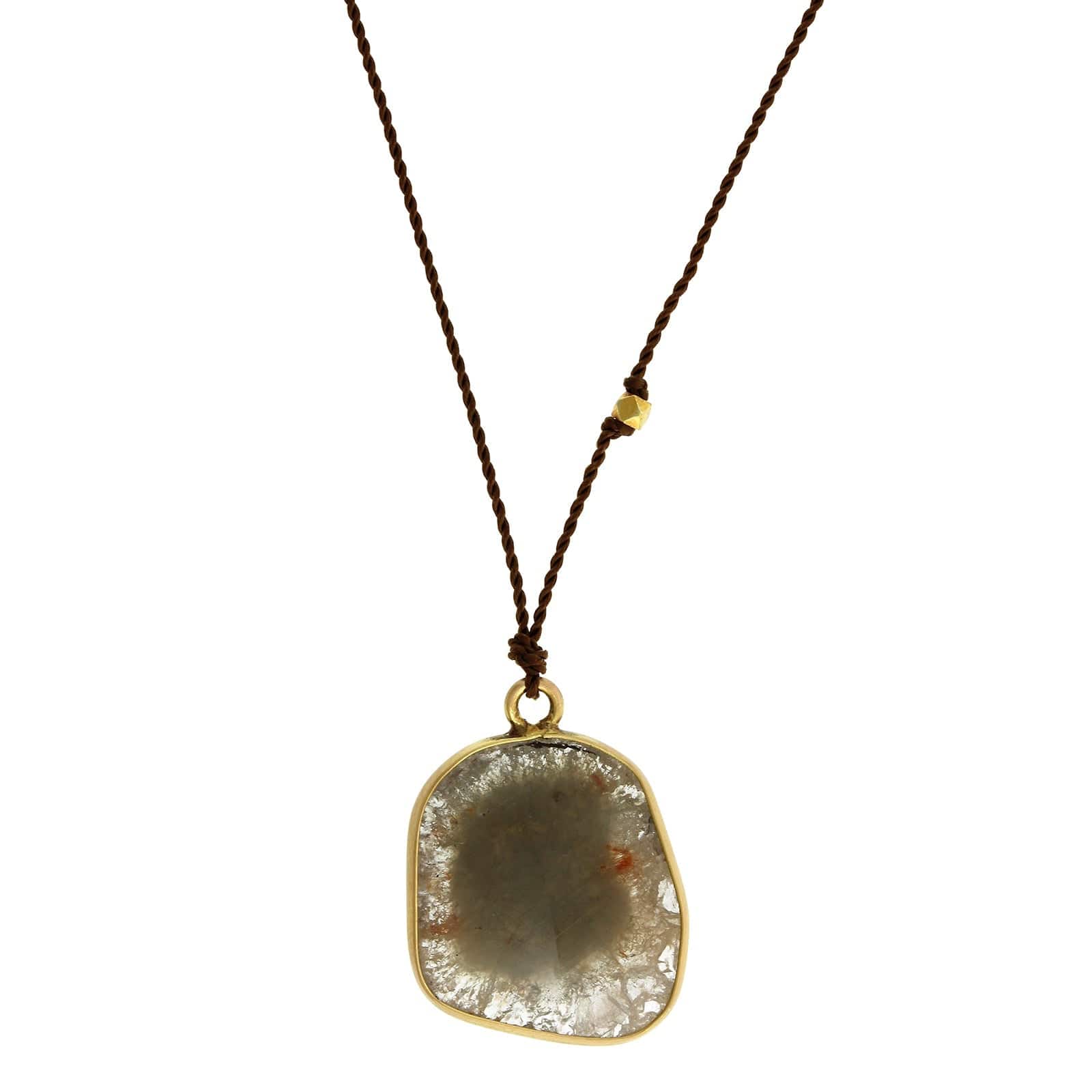 18K Yellow Gold Rose Cut Slice Diamond Pendant - Image 2