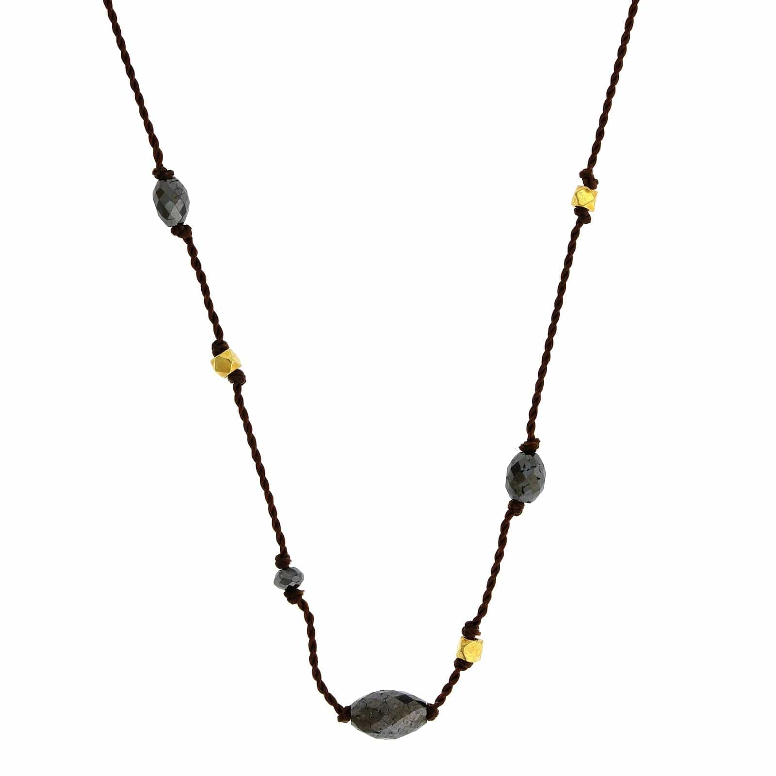 18K Yellow Gold Black Diamond Necklace