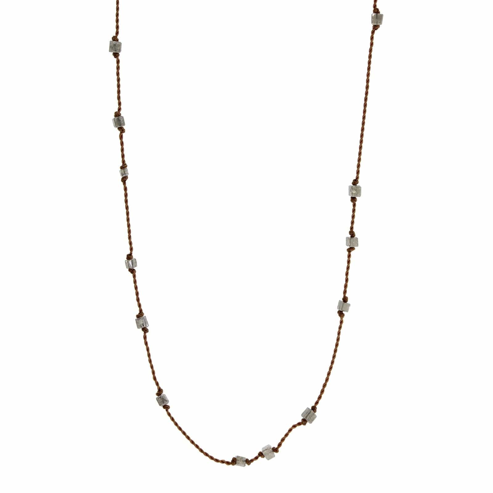 18K Yellow Gold Floating Grey Diamond Cube Necklace