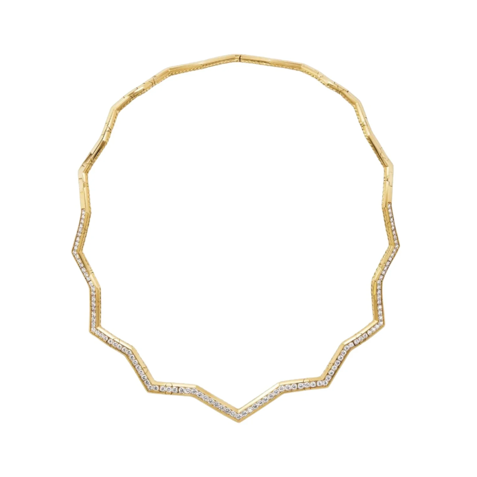 Zig Zag Stax™ Necklace in 18K Yellow Gold with Diamonds, 5mm