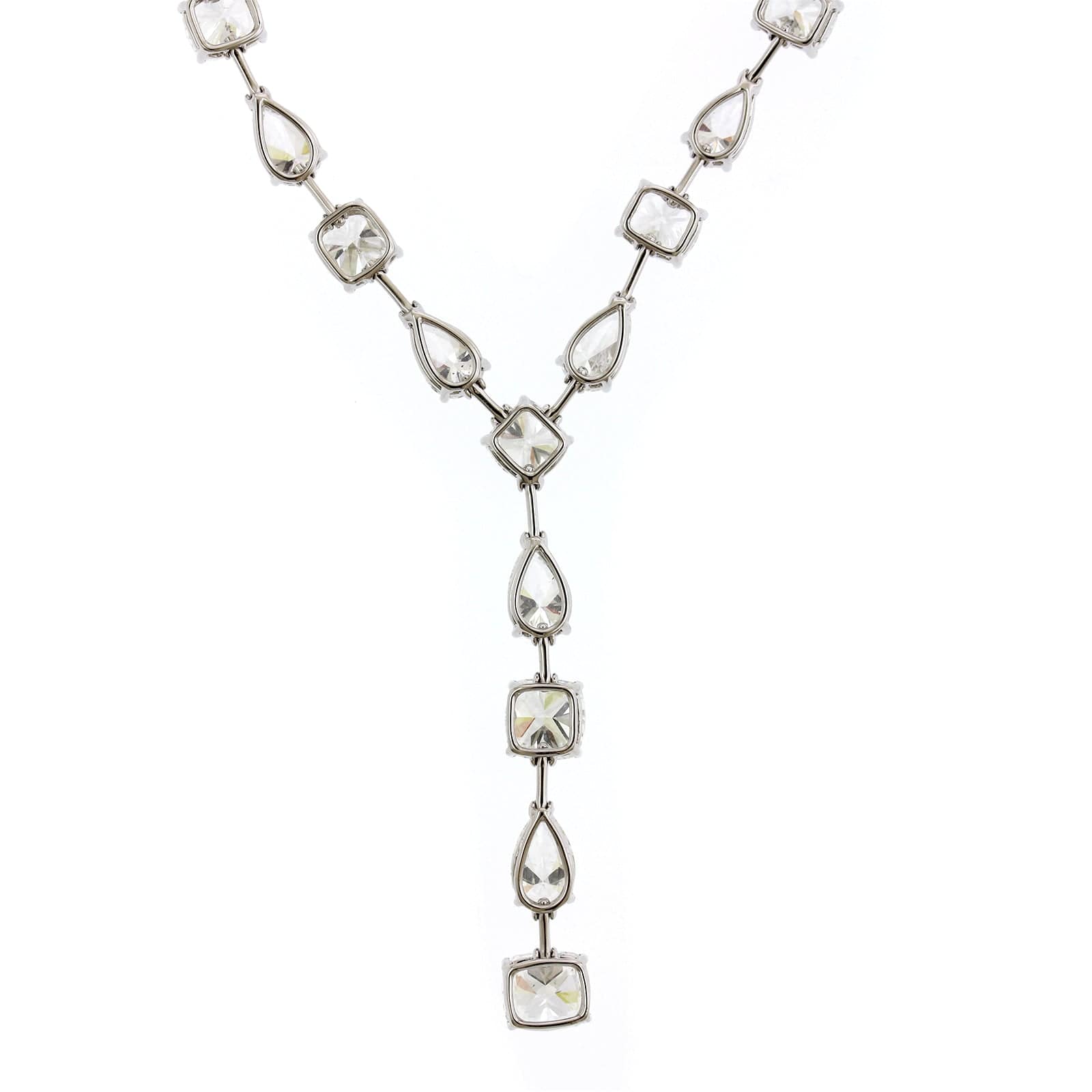Etho Maria 18K White Gold Alternating Diamond Y Necklace - Image 2