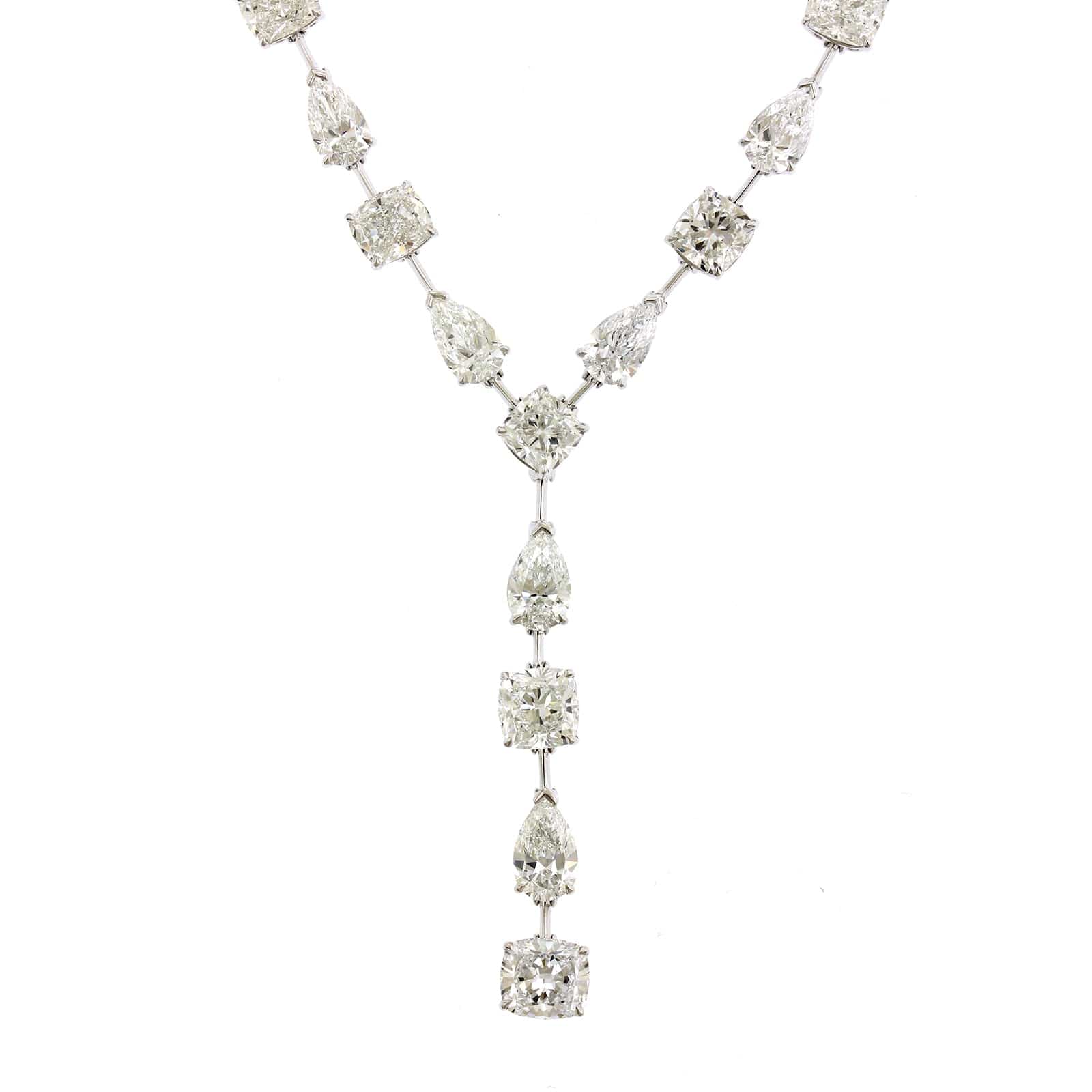 Etho Maria 18K White Gold Alternating Diamond Y Necklace - Image 5