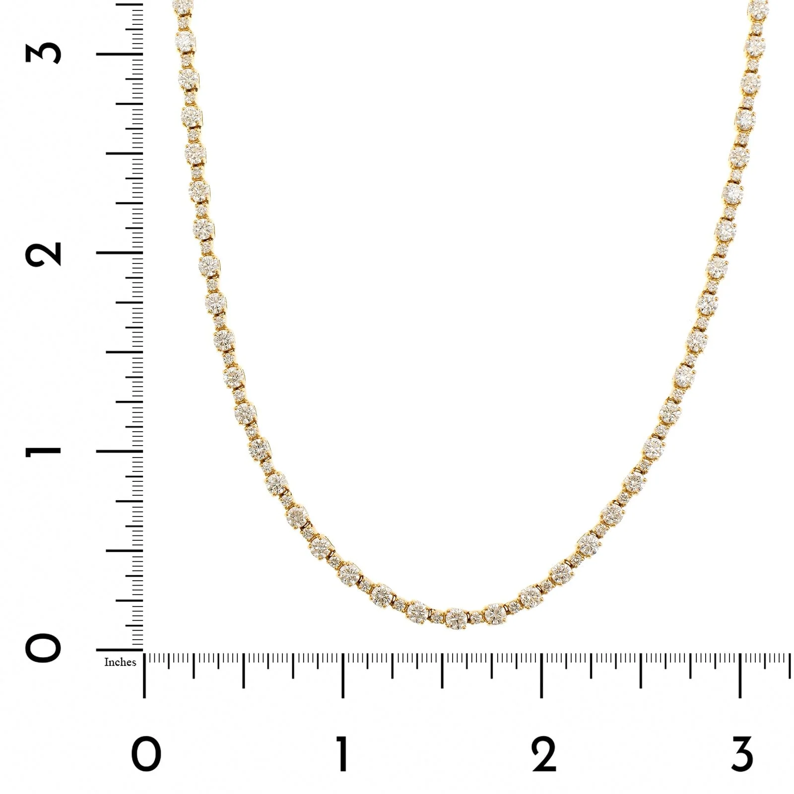 18K Yellow Gold 4 Prong Alternating Diamond Size Necklace - Image 3