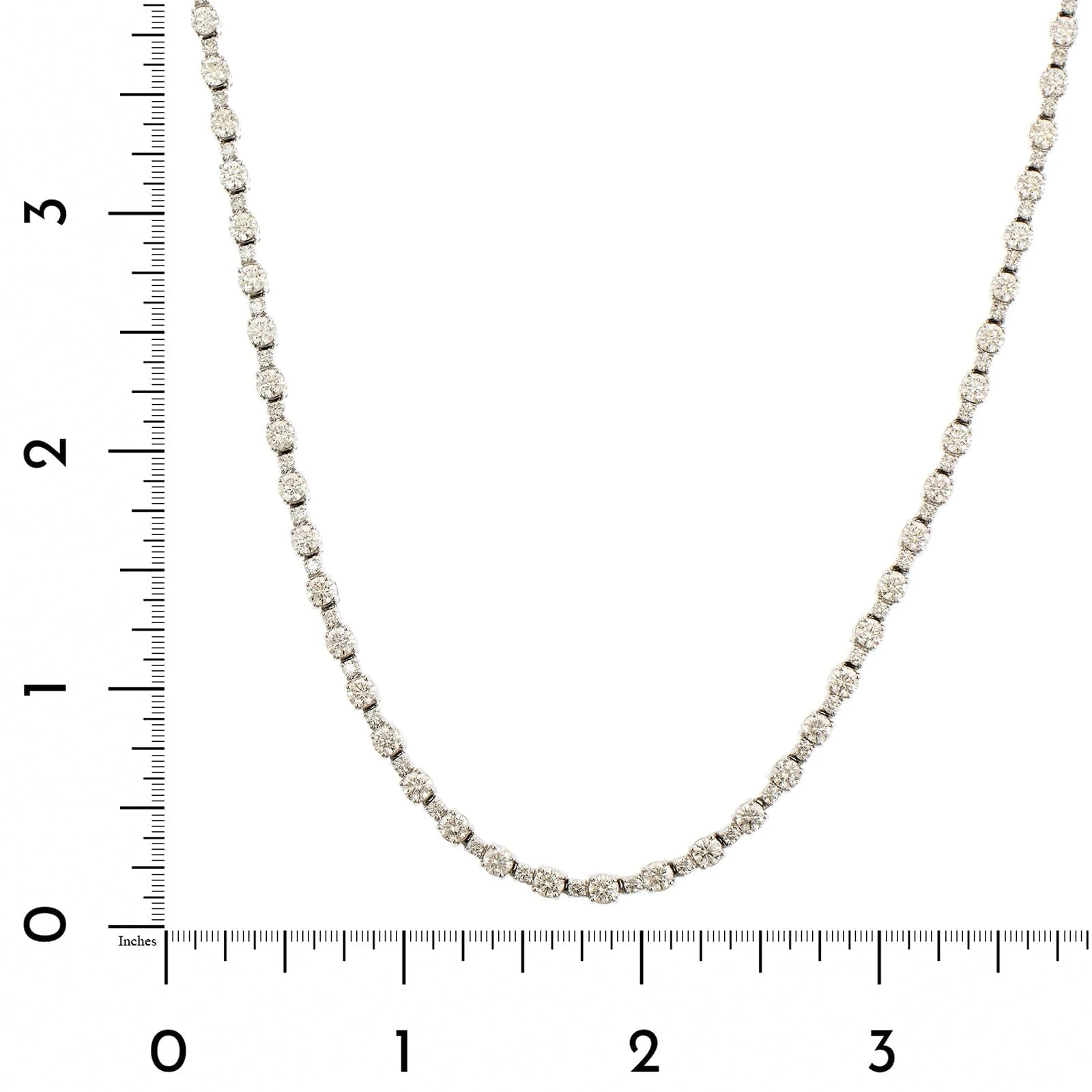 18K White Gold 4 Prong Alternating Diamond Size Necklace - Image 3