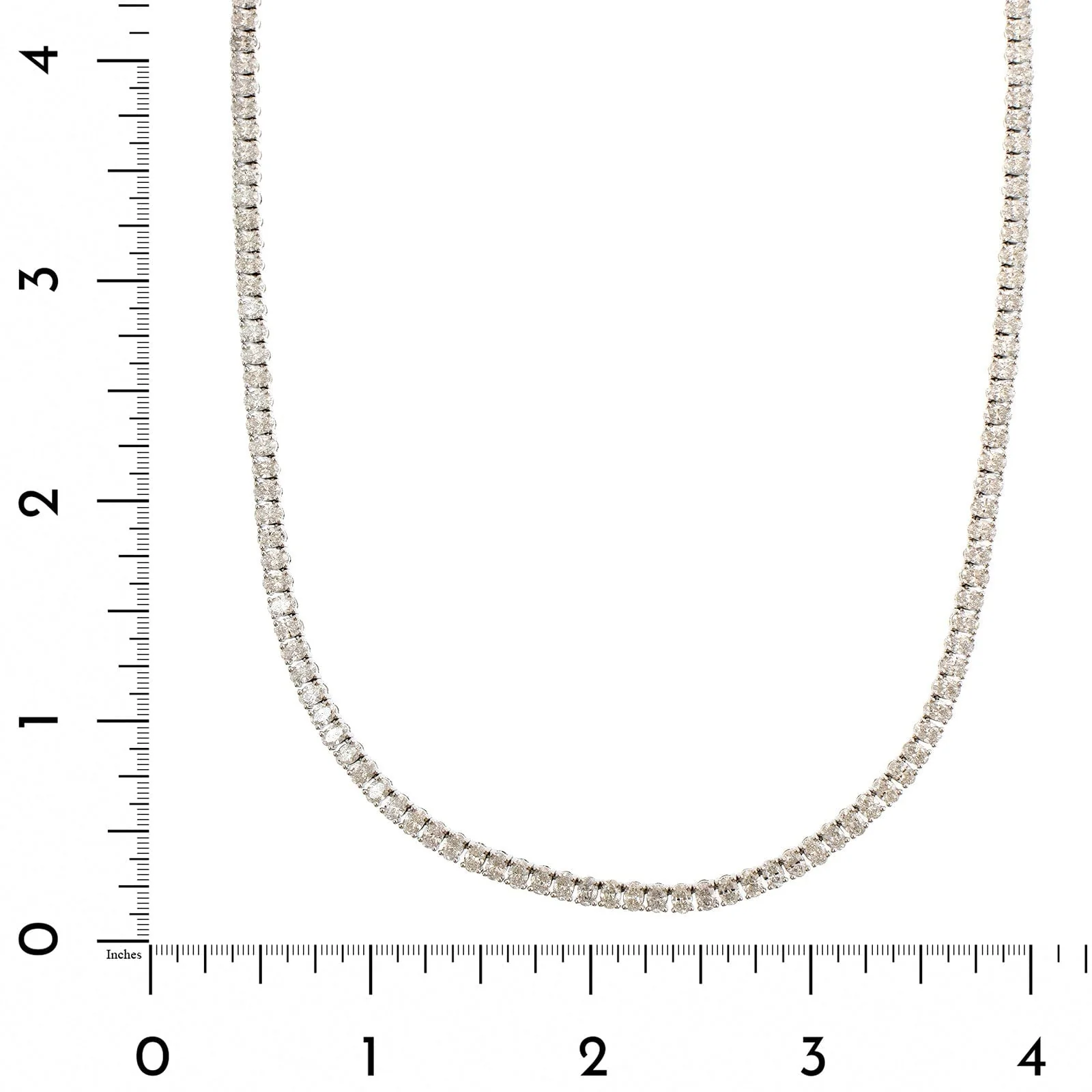 18K White Gold 4 Prong Oval Diamond Necklace - Image 3