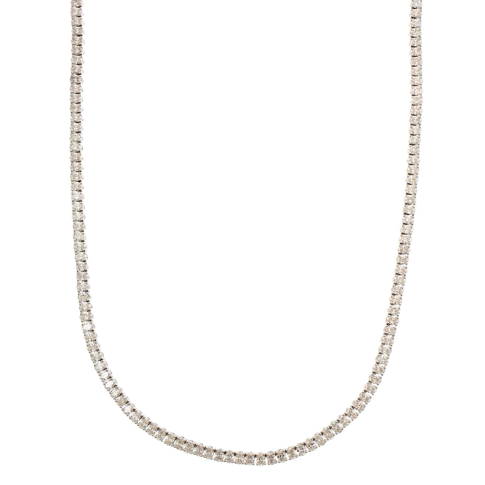 18K White Gold 4 Prong Oval Diamond Necklace - Image 4