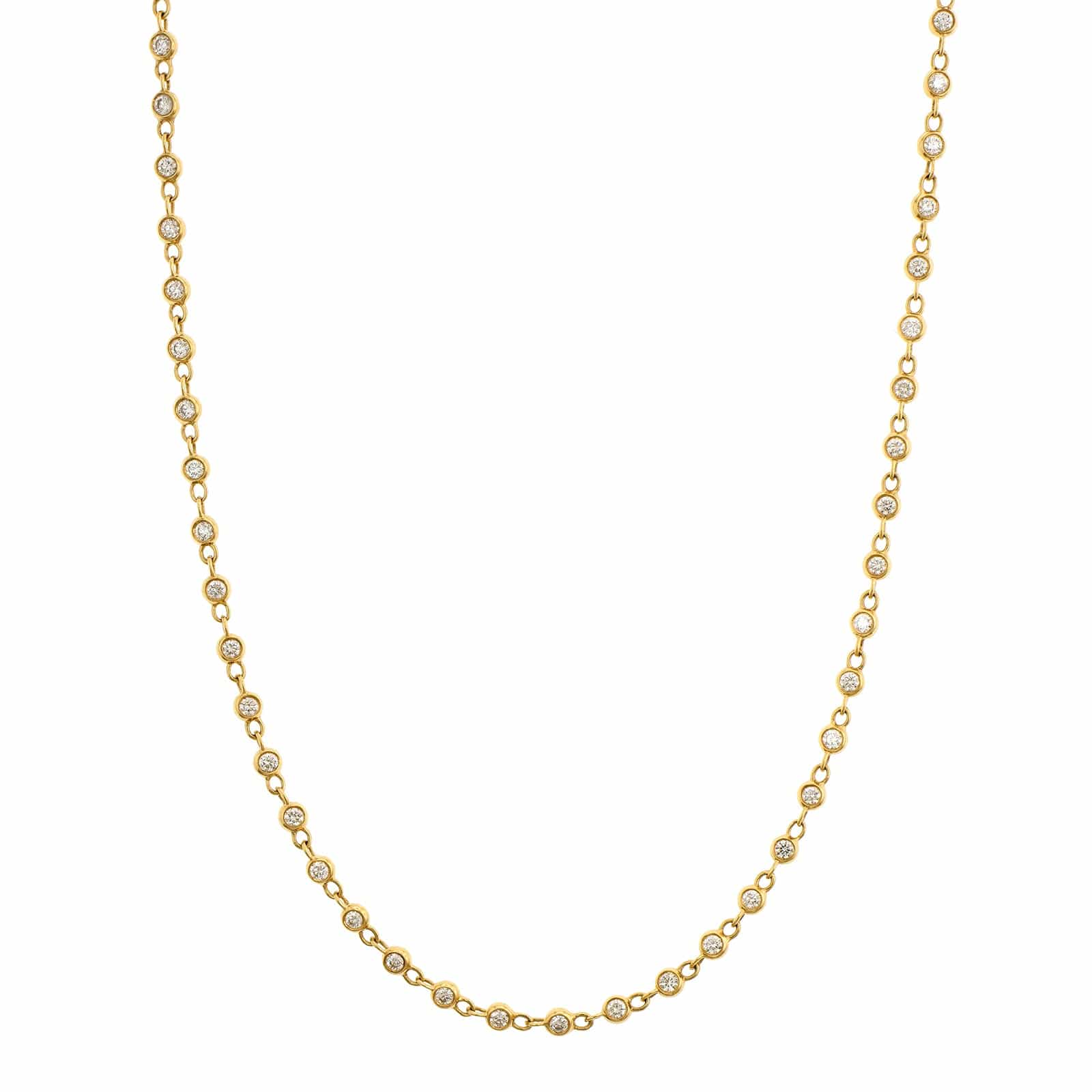18K Yellow Gold Diamond By The Yard Necklace - Image 4