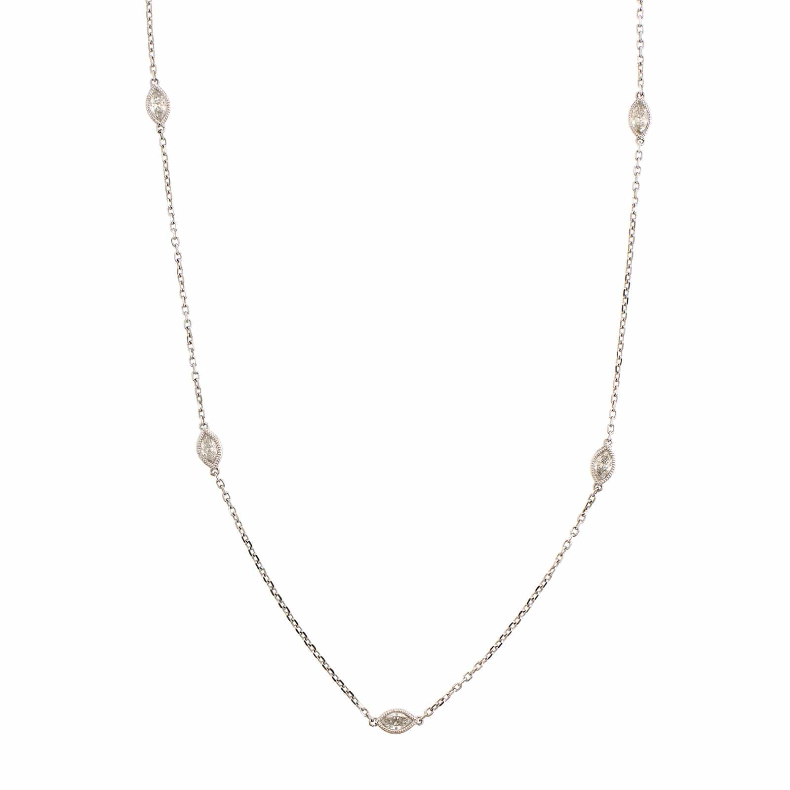 18K White Gold Diamond By The Yard Necklace