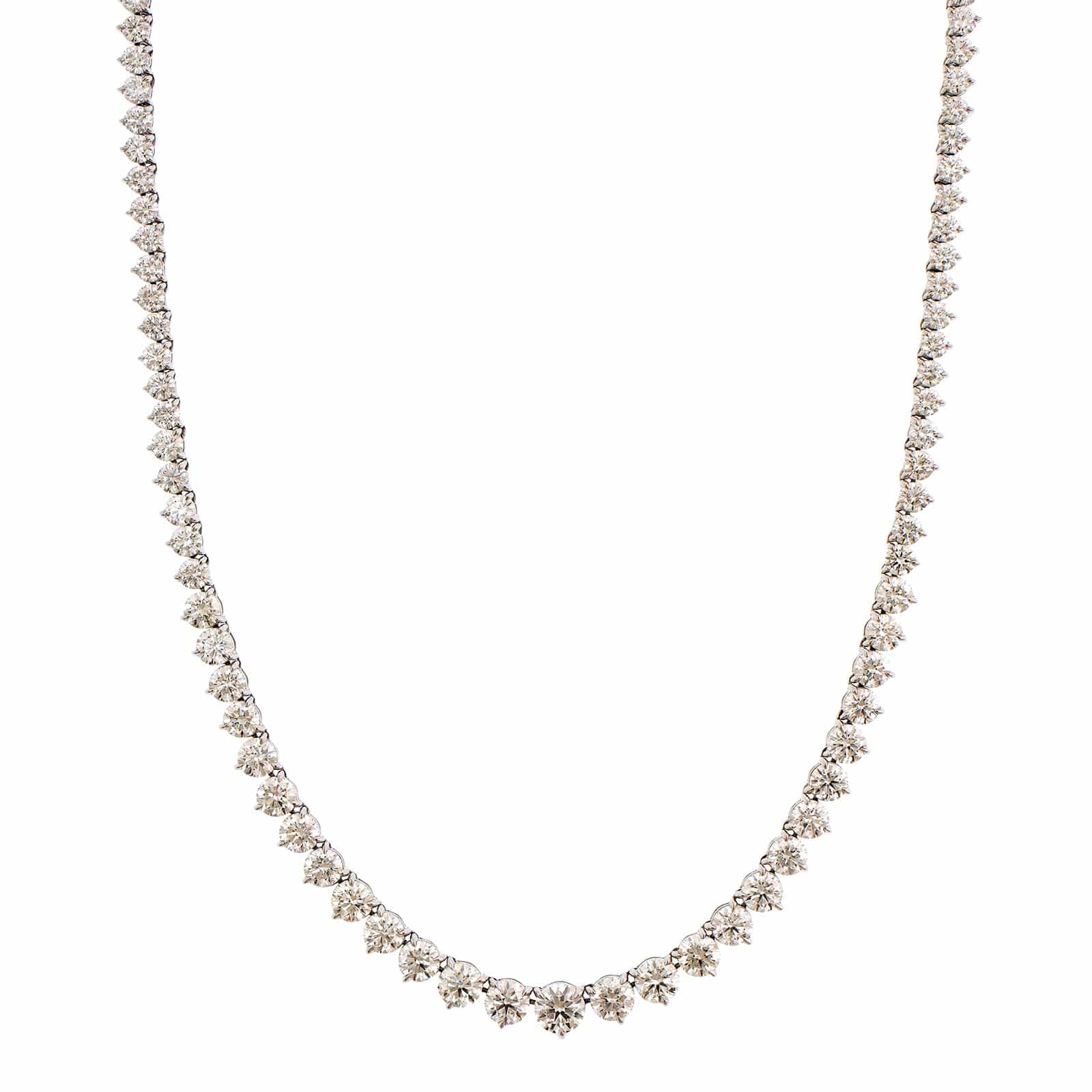 18K White Gold Diamond 3 Prong Line Necklace - Image 4