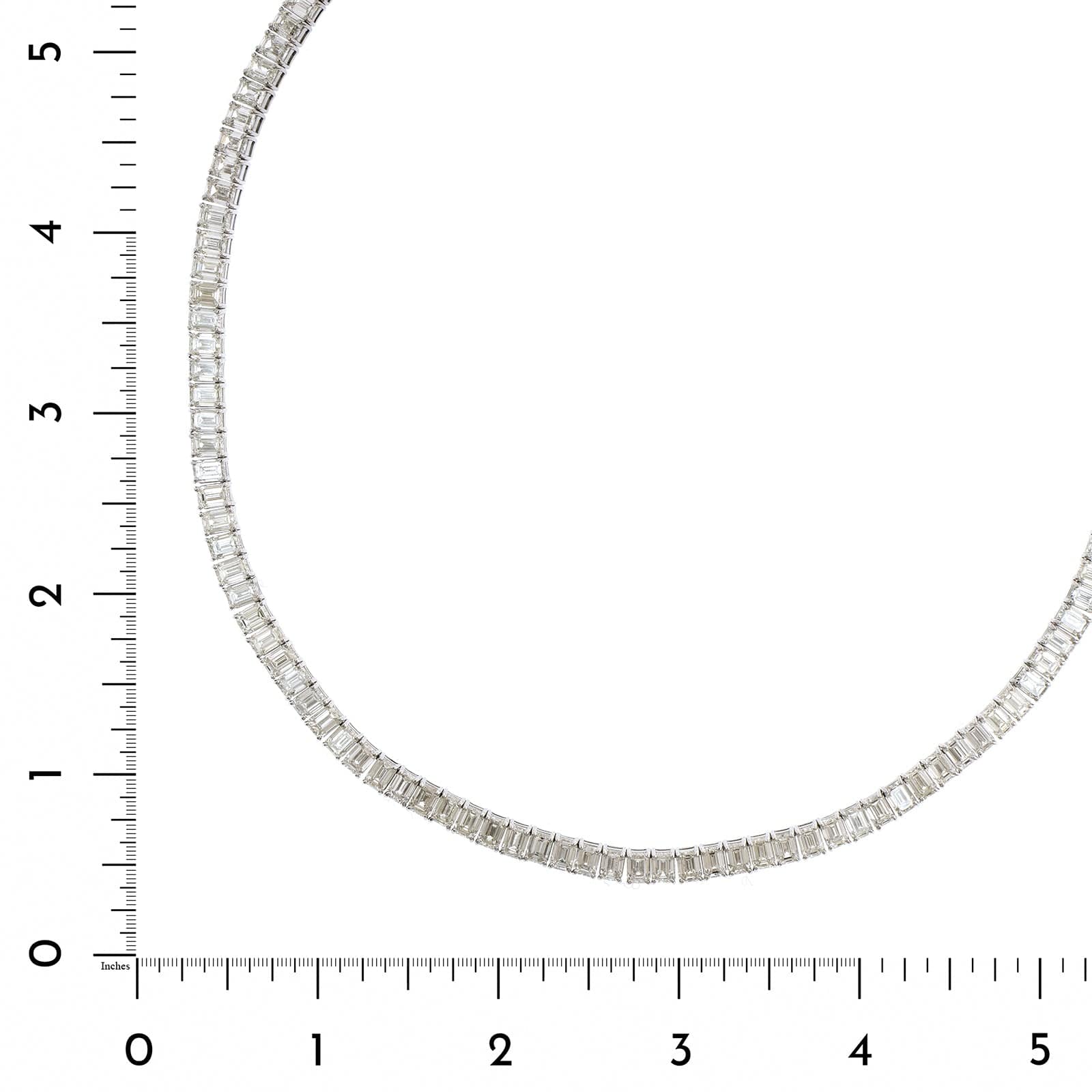 18K White Gold Diamond 4 Prong Line Necklace - Image 3