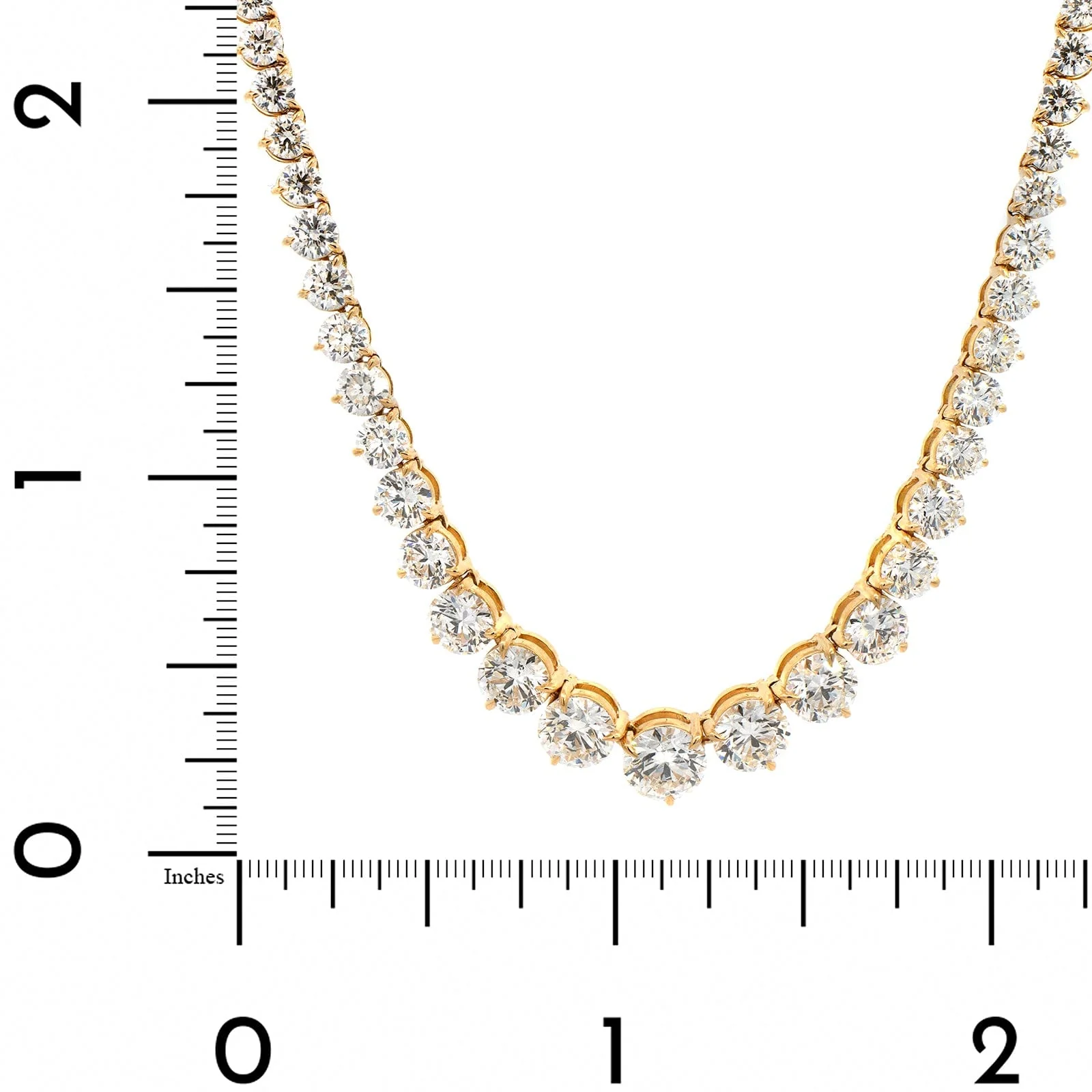 18K Yellow Gold Graduated Diamond Line Necklace - Image 3