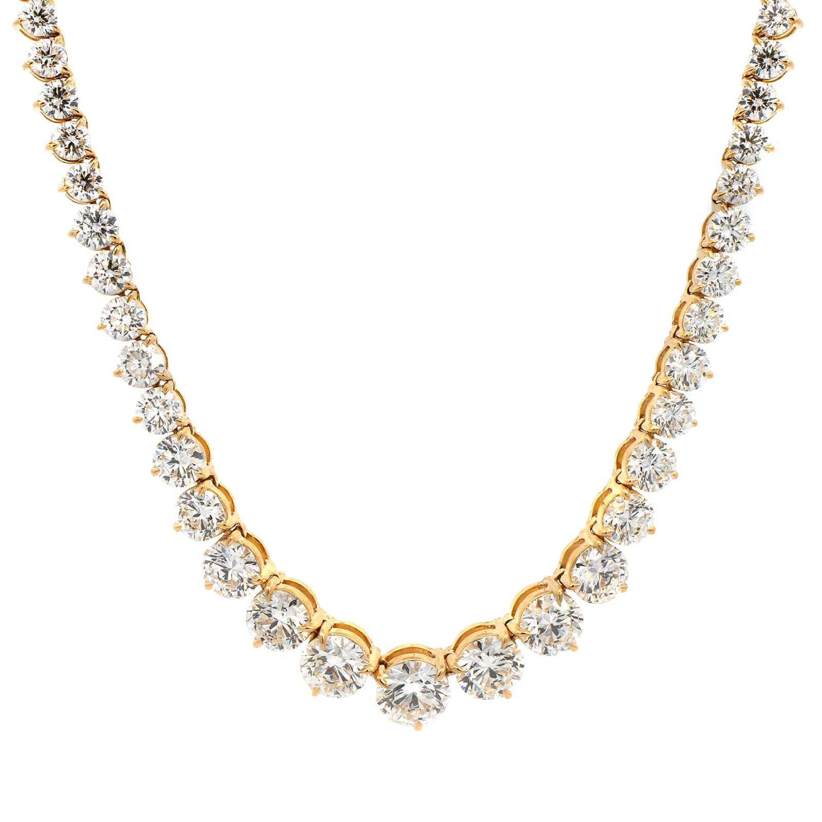 18K Yellow Gold Graduated Diamond Line Necklace - Image 4