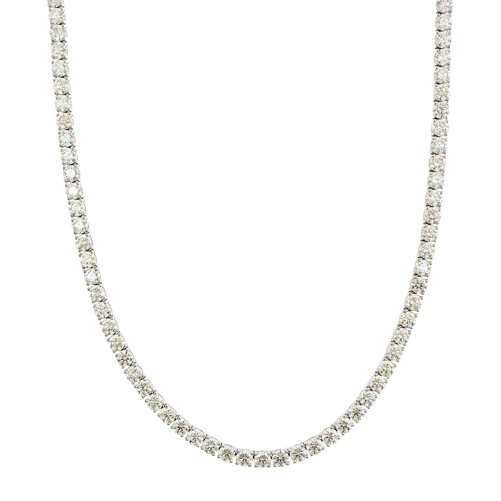 18K White Gold 4 Prong Diamond Line Necklace