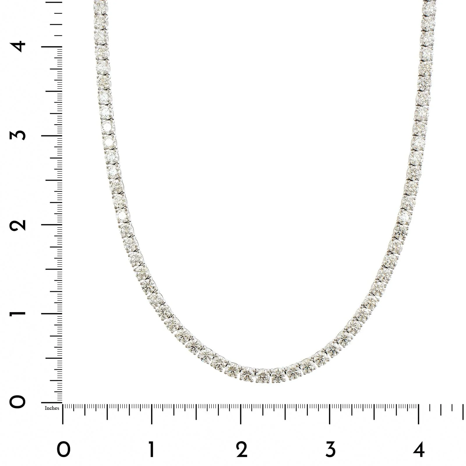 18K White Gold 4 Prong Diamond Line Necklace - Image 3
