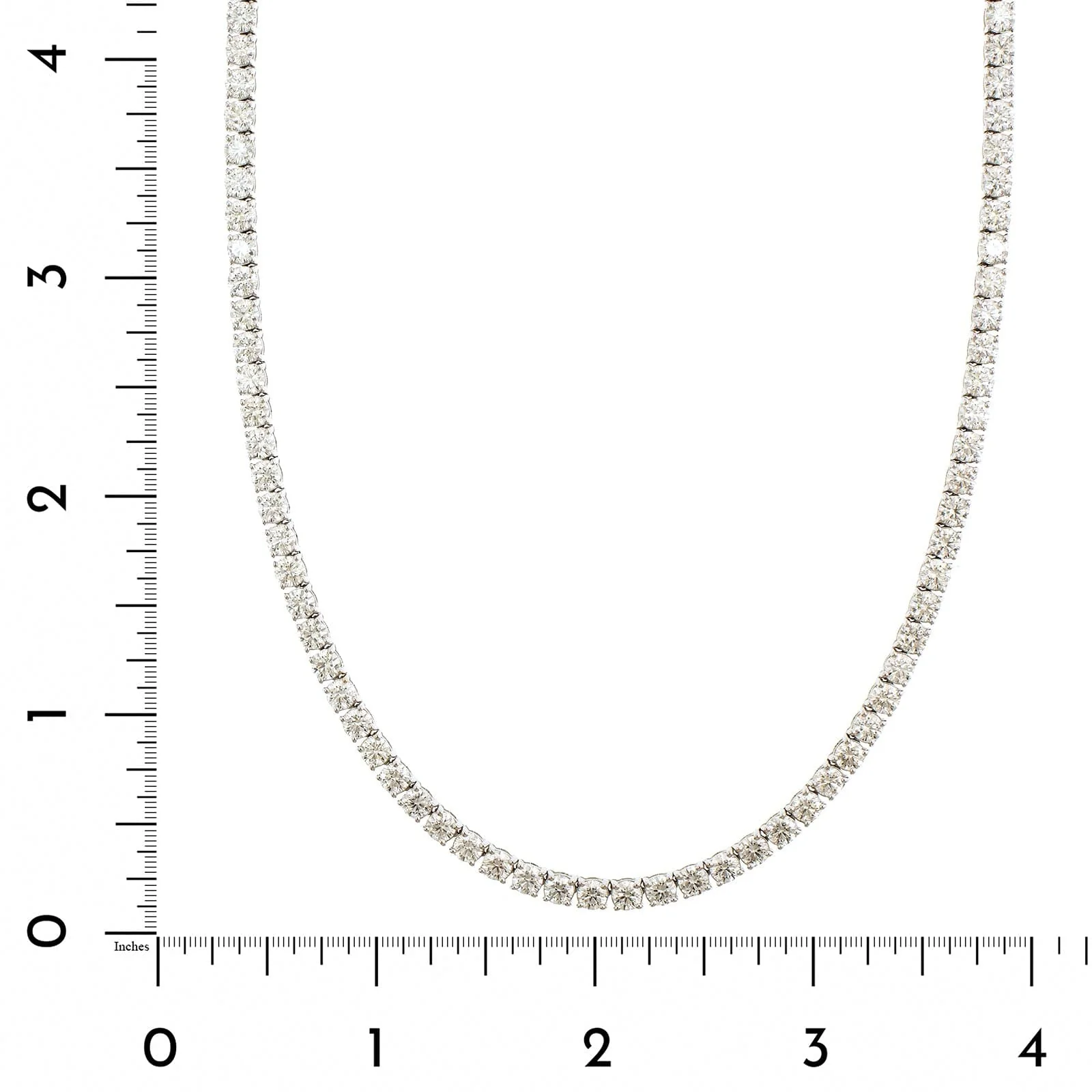 18K White Gold 4 Prong Diamond Line Necklace - Image 3