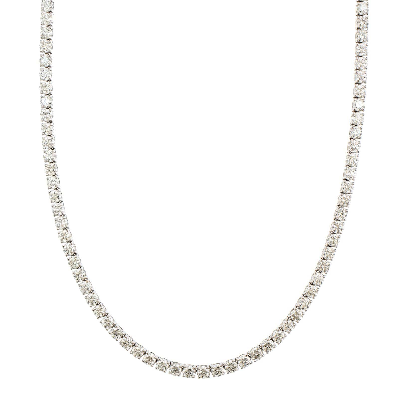 18K White Gold 4 Prong Diamond Line Necklace - Image 4