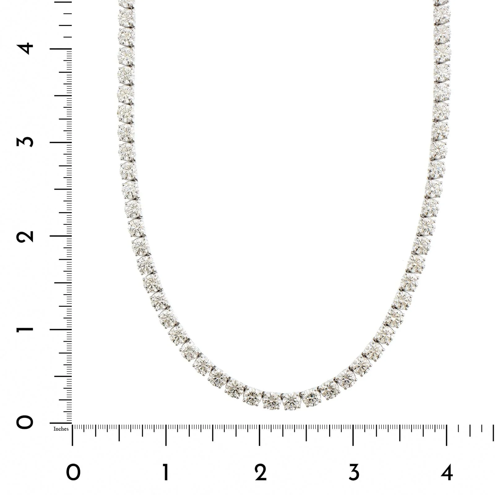 18K White Gold 4 Prong Diamond Line Necklace - Image 3