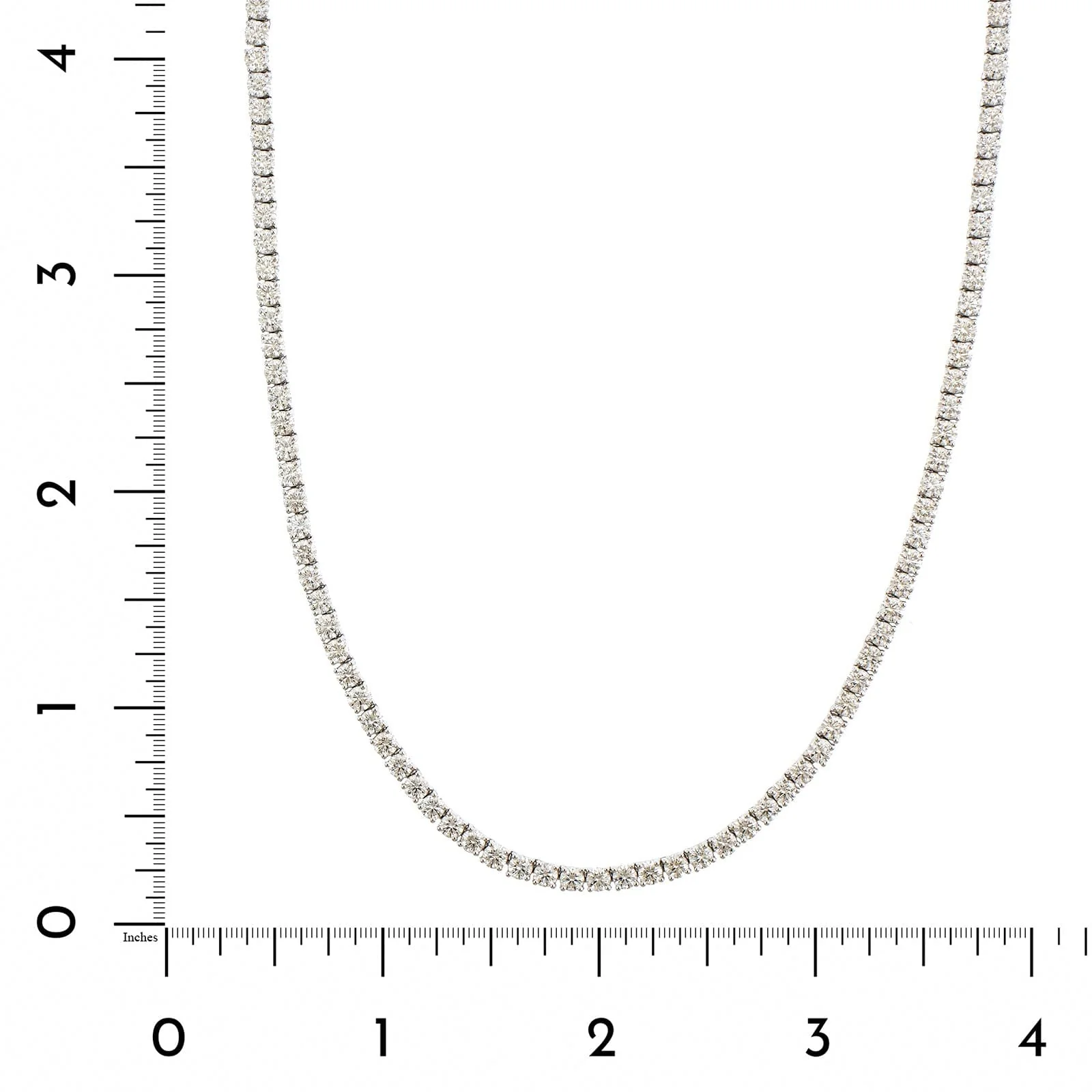 18K White Gold 4 Prong Diamond Line Necklace - Image 3