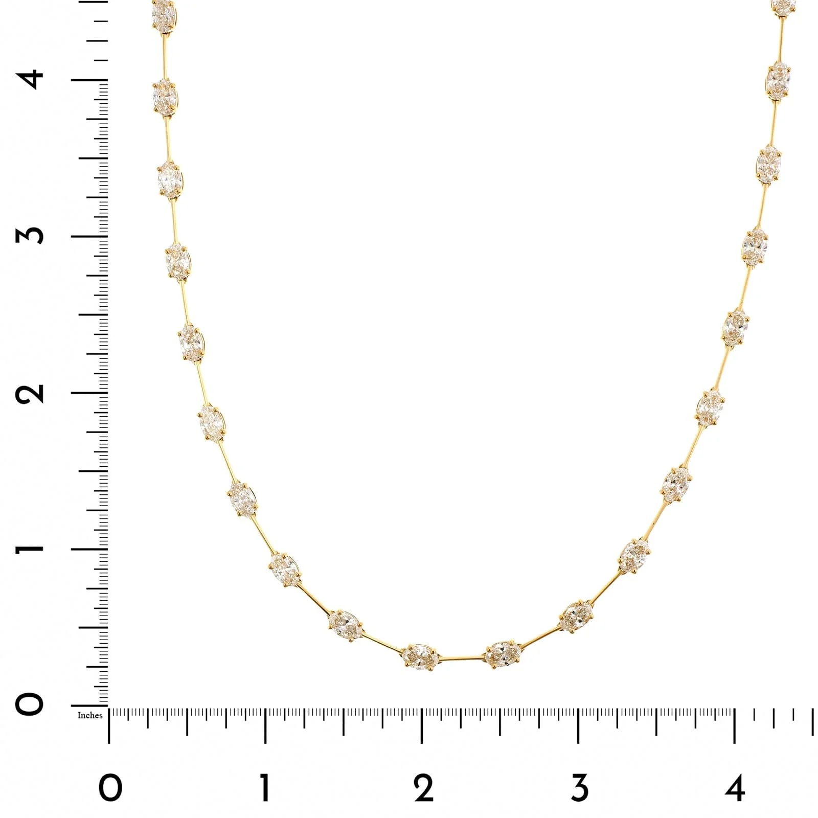 18K Yellow Gold Oval Diamond Bar Station Necklace - Image 3