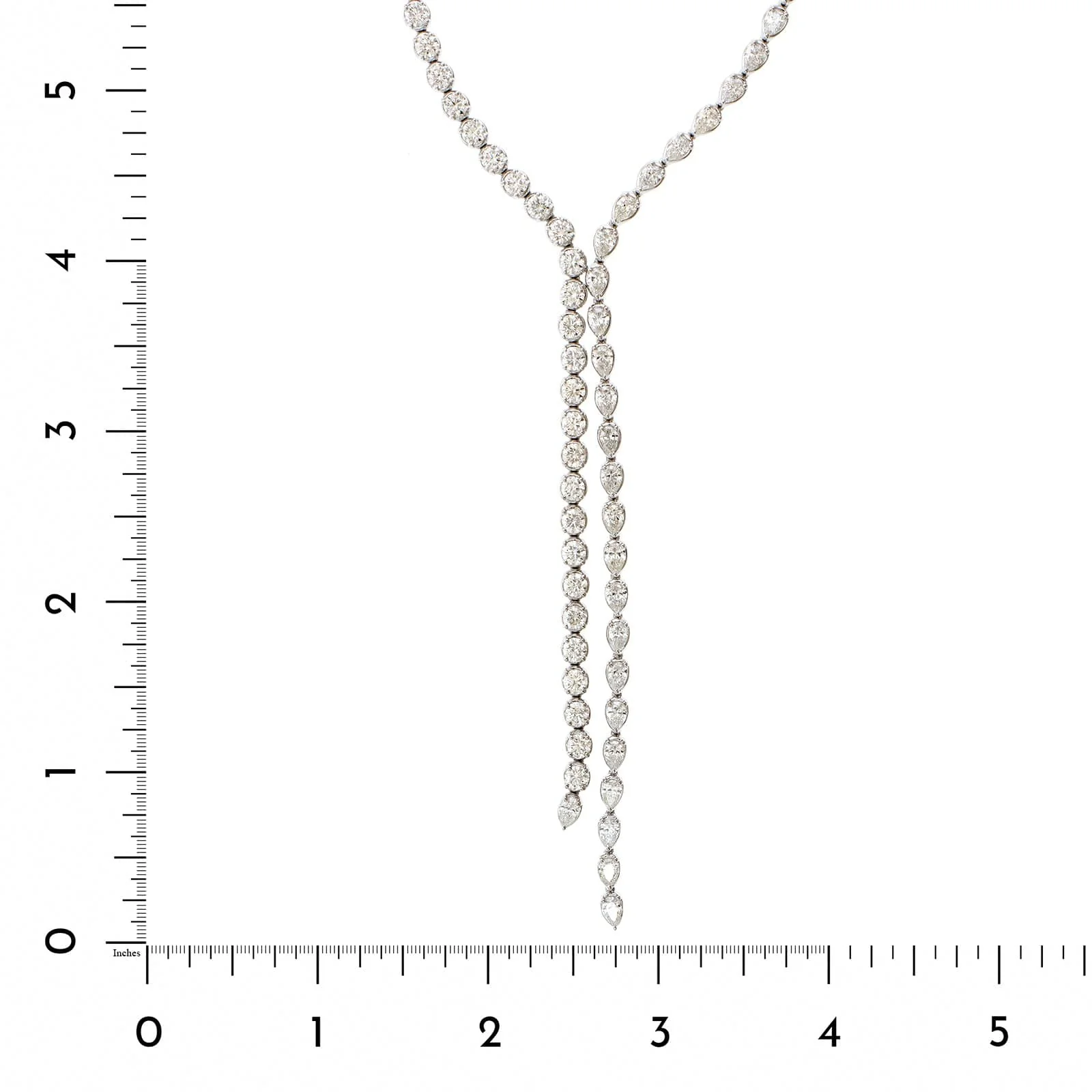 18K White Gold Diamond Lariat Style Necklace - Image 3