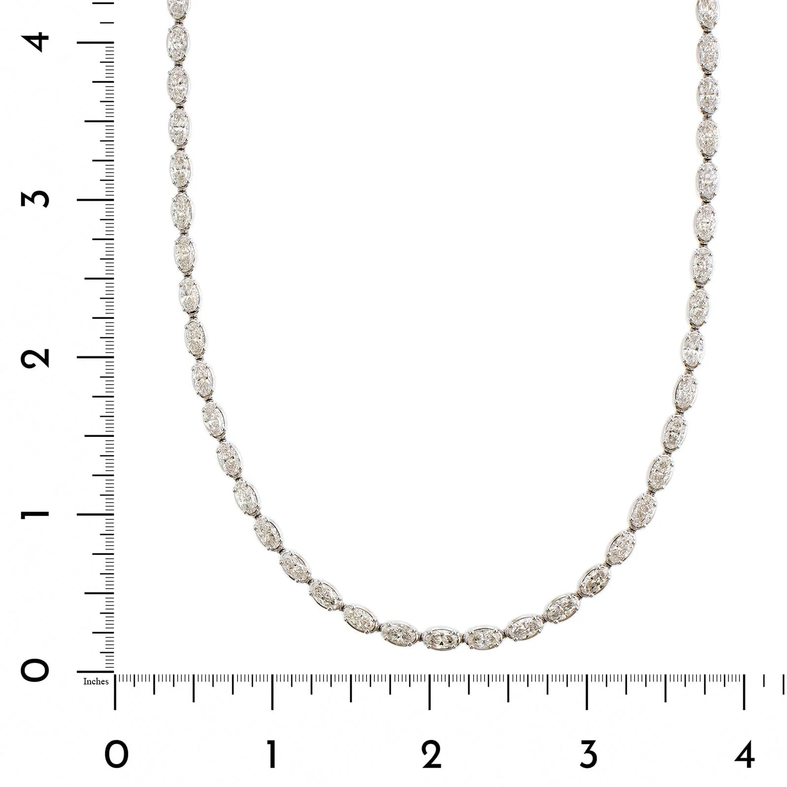 18K White Gold Oval Diamond Line Necklace - Image 3