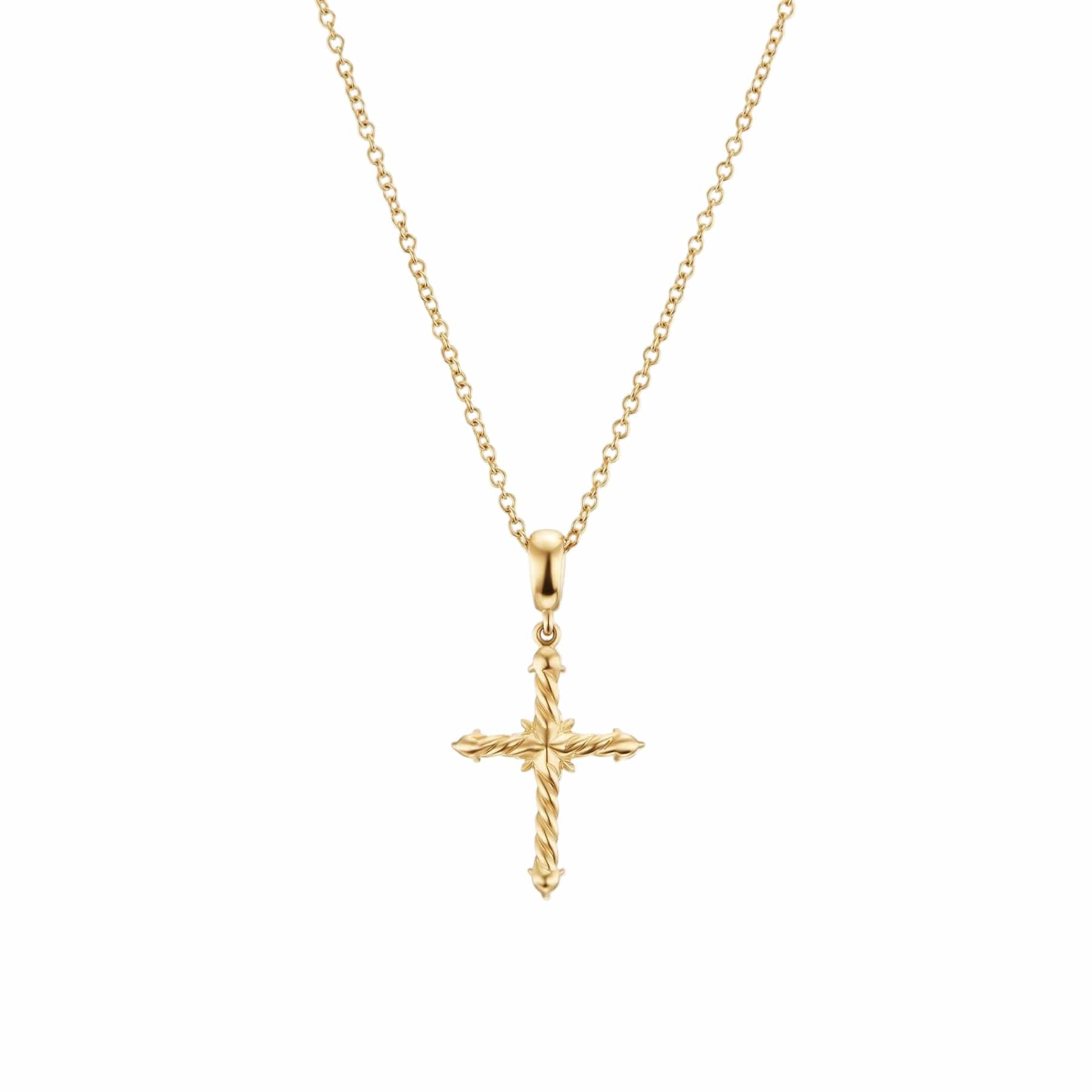 Petite Modern Renaissance® Cross Pendant Necklace 18K Yellow Gold with Diamonds, 15.9mm - Image 4