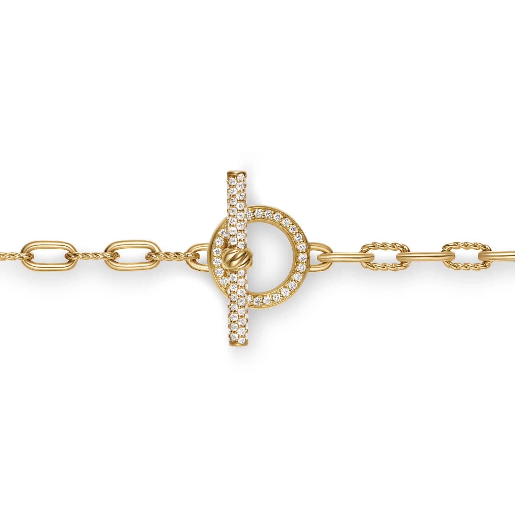DY Madison® Pavé Toggle Chain Necklace 18K Yellow Gold with Diamonds, 3mm - Image 3