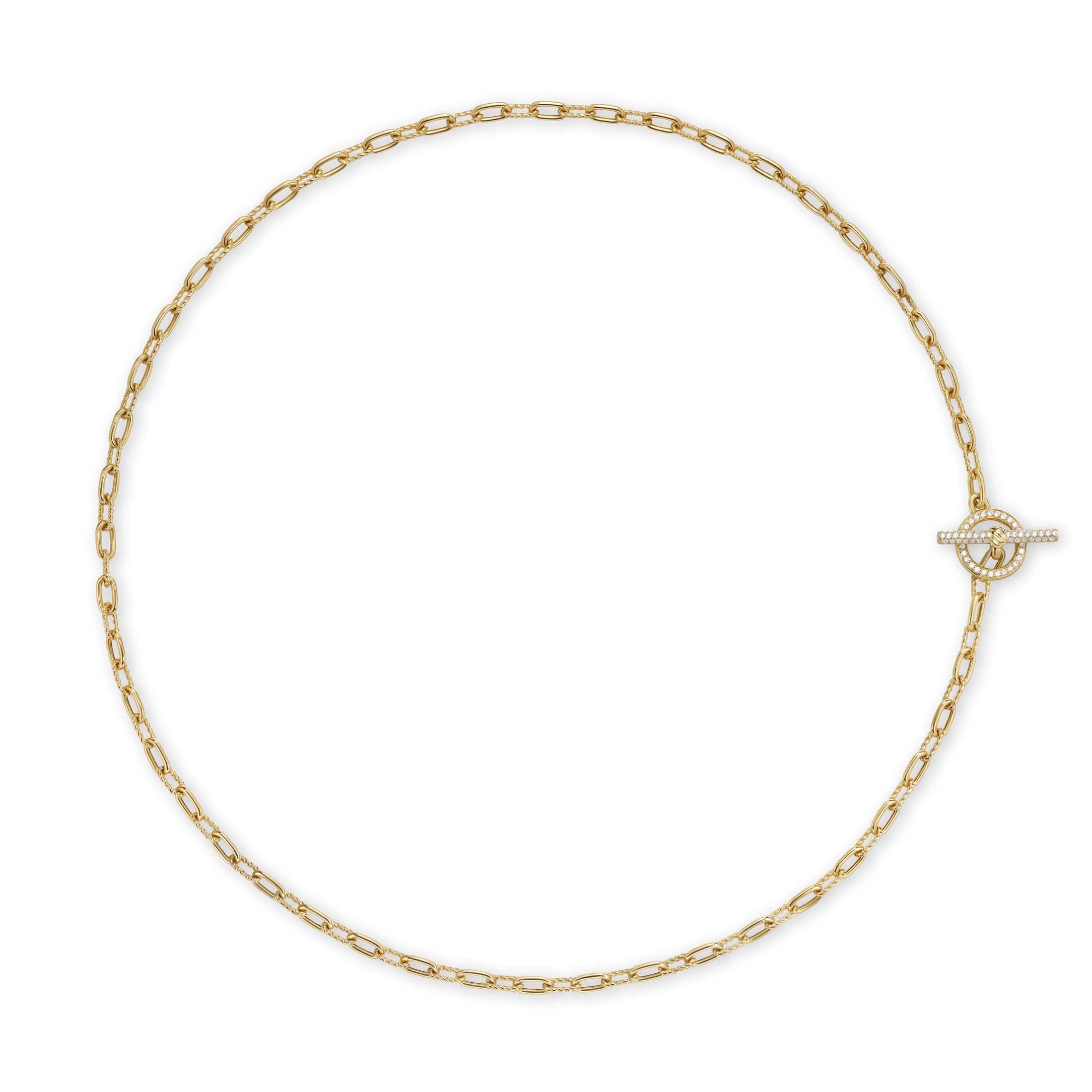 DY Madison® Pavé Toggle Chain Necklace 18K Yellow Gold with Diamonds, 3mm
