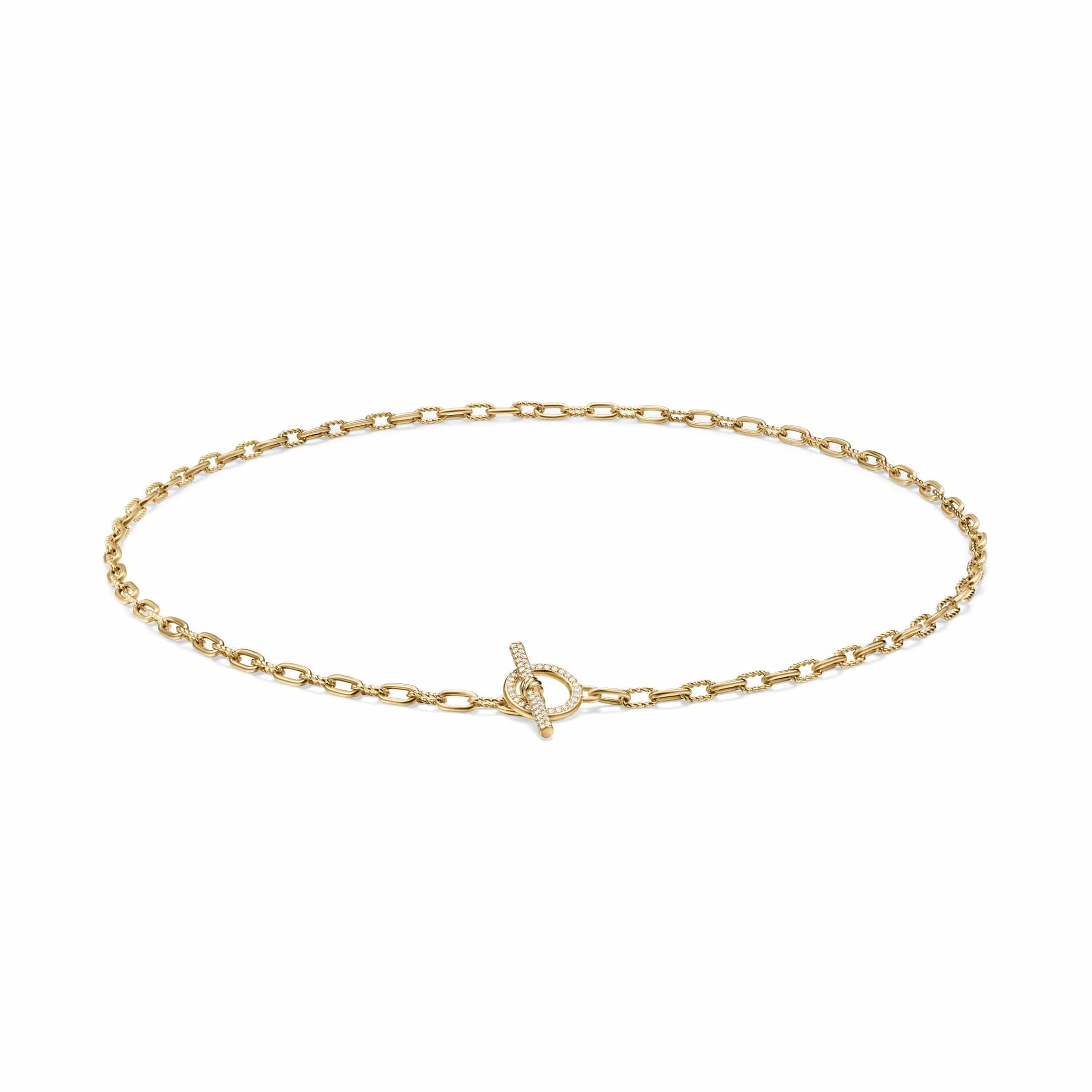 DY Madison® Pavé Toggle Chain Necklace 18K Yellow Gold with Diamonds, 3mm - Image 2
