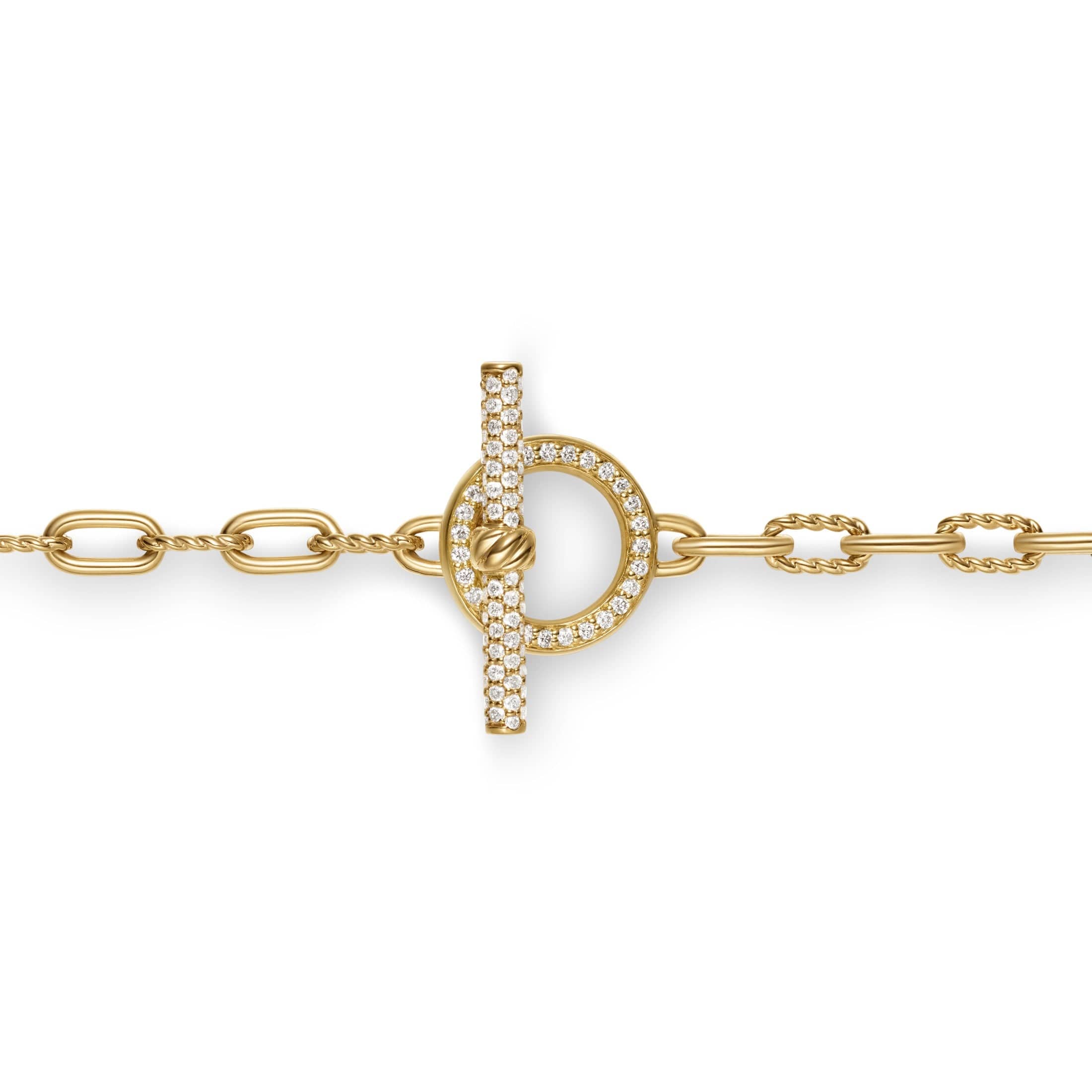 DY Madison® Pavé Toggle Chain Necklace 18K Yellow Gold with Diamonds, 3mm - Image 4